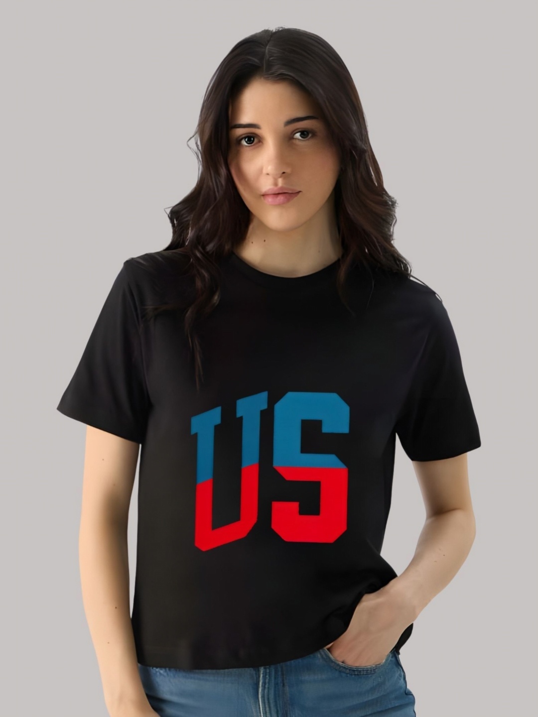 

SZN Women Graphic Printed Round Neck Cotton T-shirt, Black