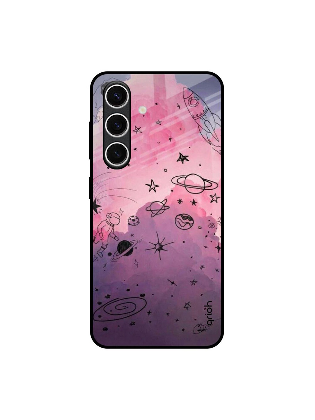 

QRIOH Space Doodles Samsung Galaxy S24 FE 5G Impact Resistant Back Case, Purple