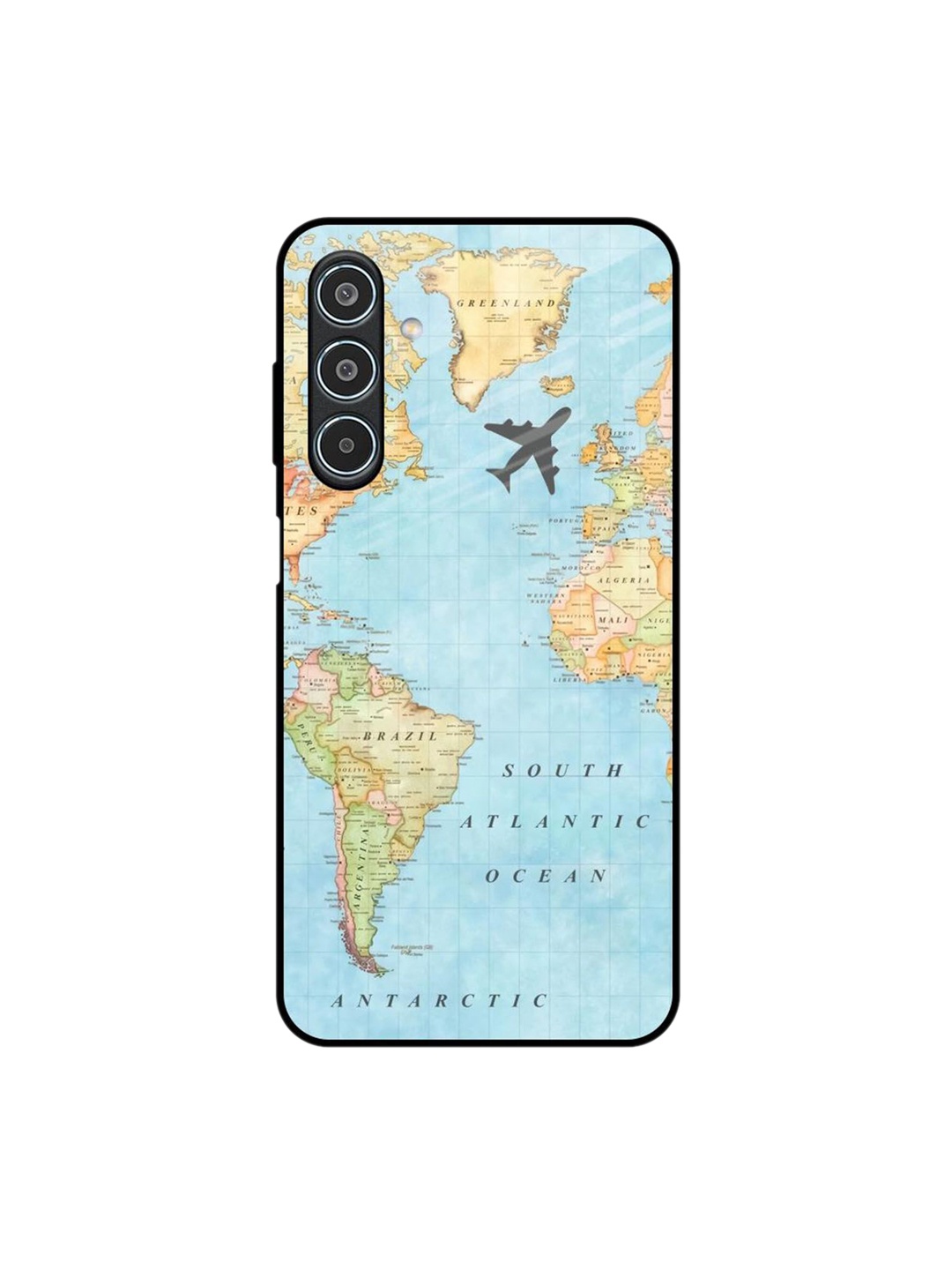 

QRIOH Travel Map Samsung Galaxy M35 5G Impact Resistant Back Case, Blue