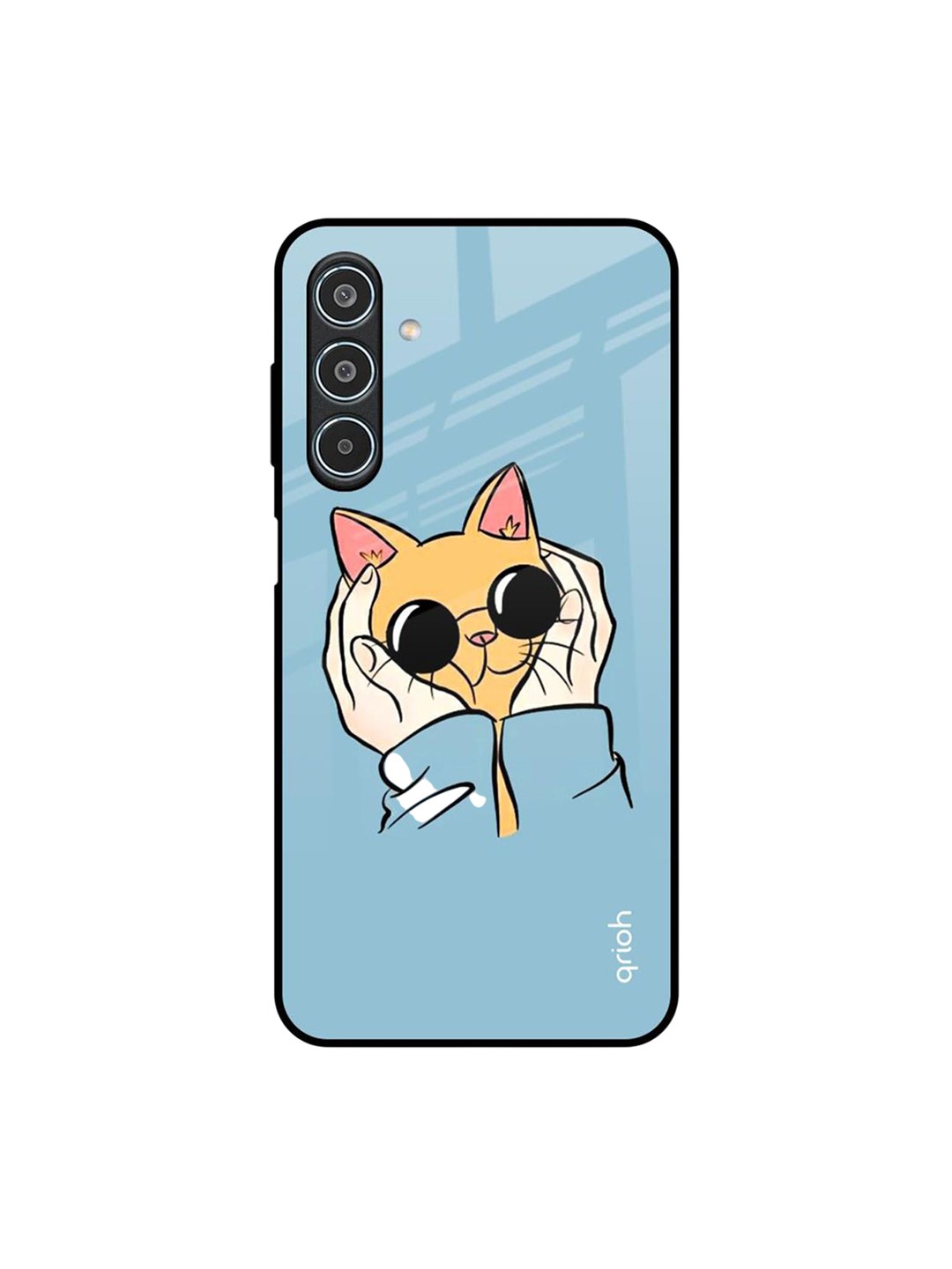 

QRIOH Adorable Cute Kitty Samsung Galaxy M35 5G Impact Resistant Back Case, Blue