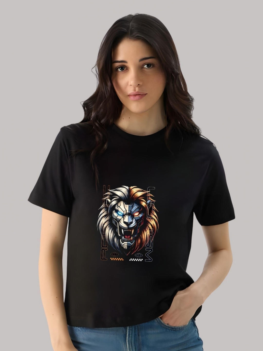 

SZN Women Graphic Printed Round Neck Cotton T-shirt, Black