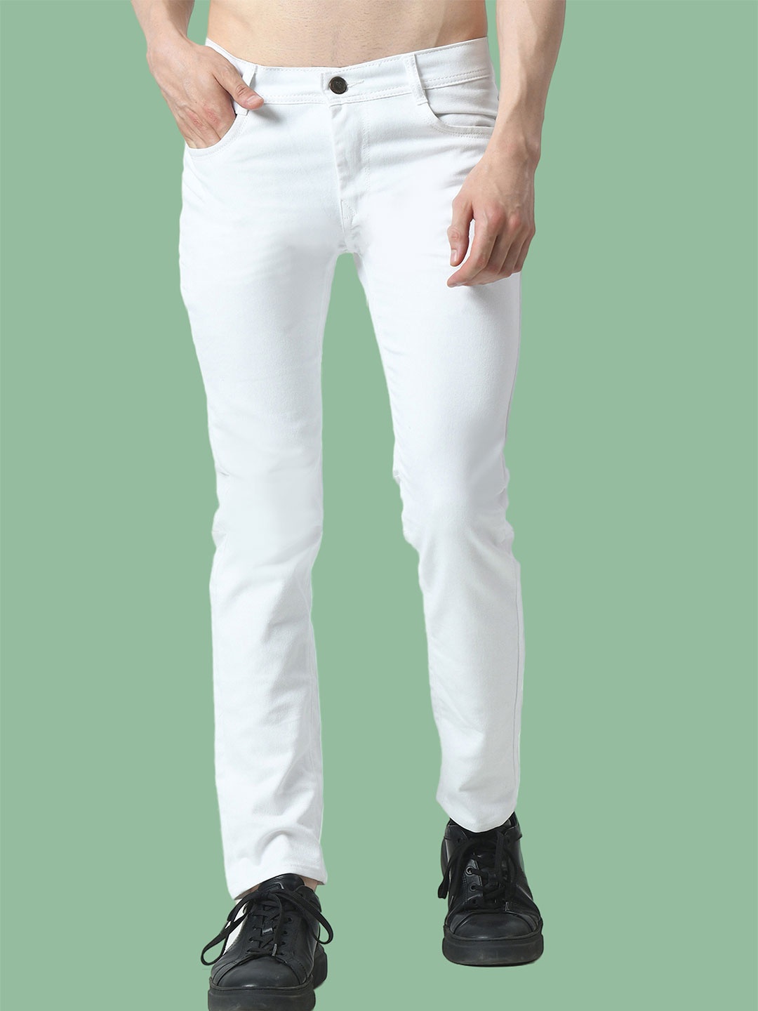 

COMFITS Men Classic Low Distress Stretchable Jeans, White