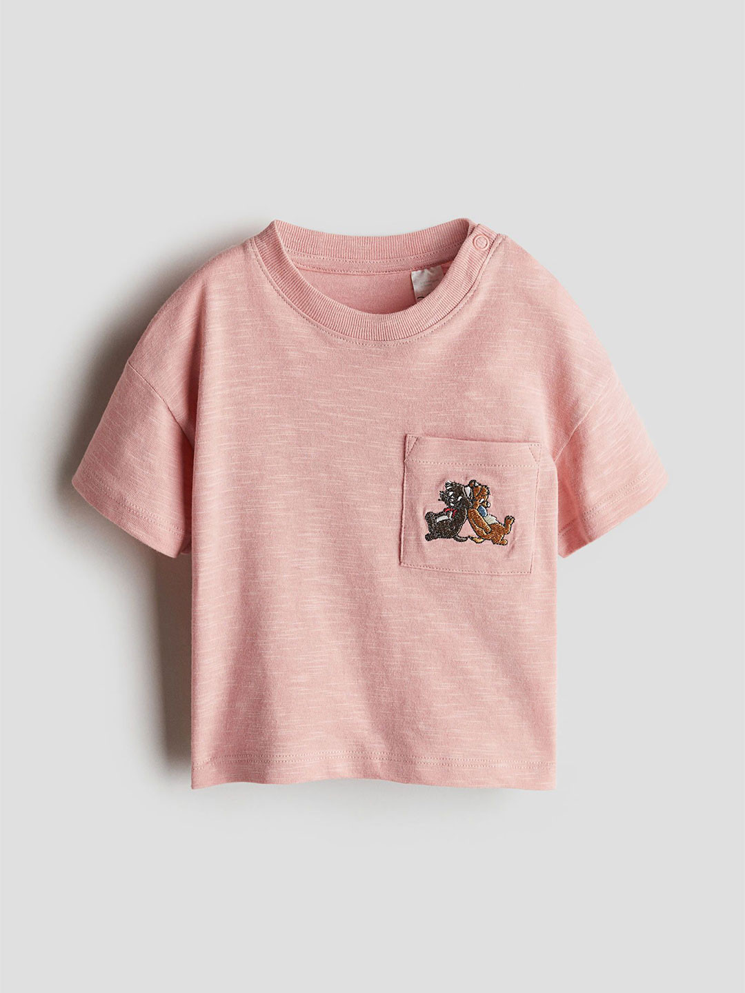 

H&M Patch-Pocket Cotton T-shirt, Pink