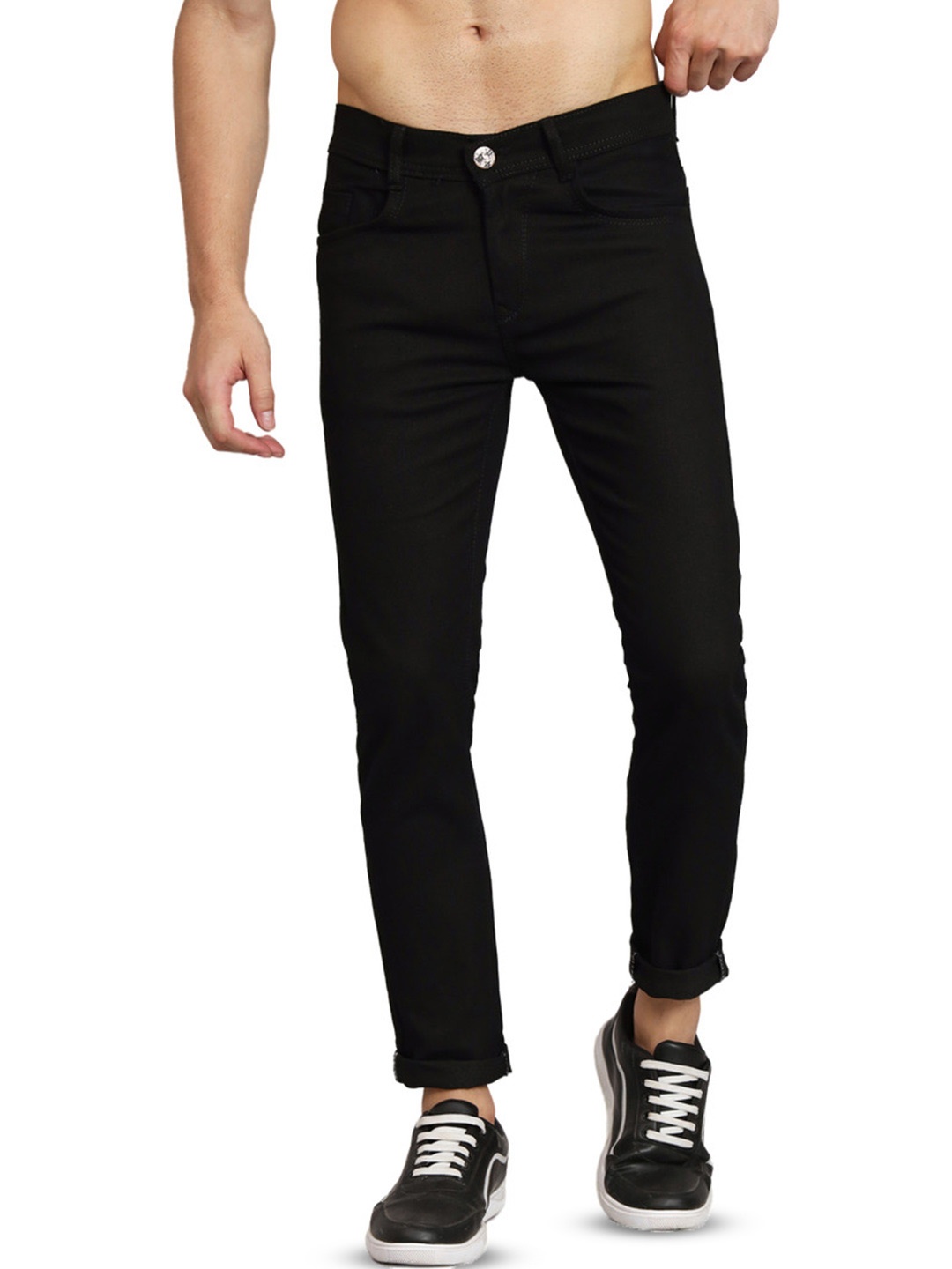 

COMFITS Men Classic Mid-Rise Cotton Stretchable Jeans, Black