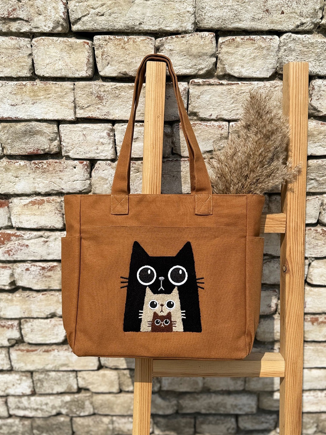 

TSANTA Animal Printed Cotton Oversized Tote Bag, Tan