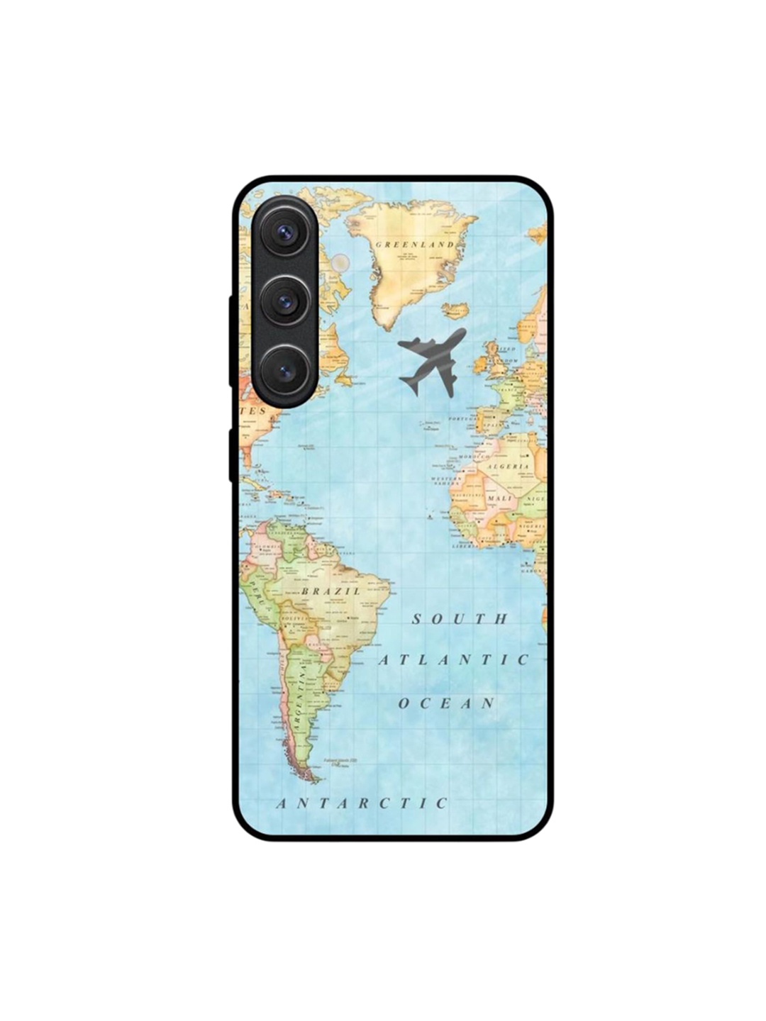 

QRIOH Travel Map Samsung Galaxy S25 5G Impact Resistant Back Case, Blue