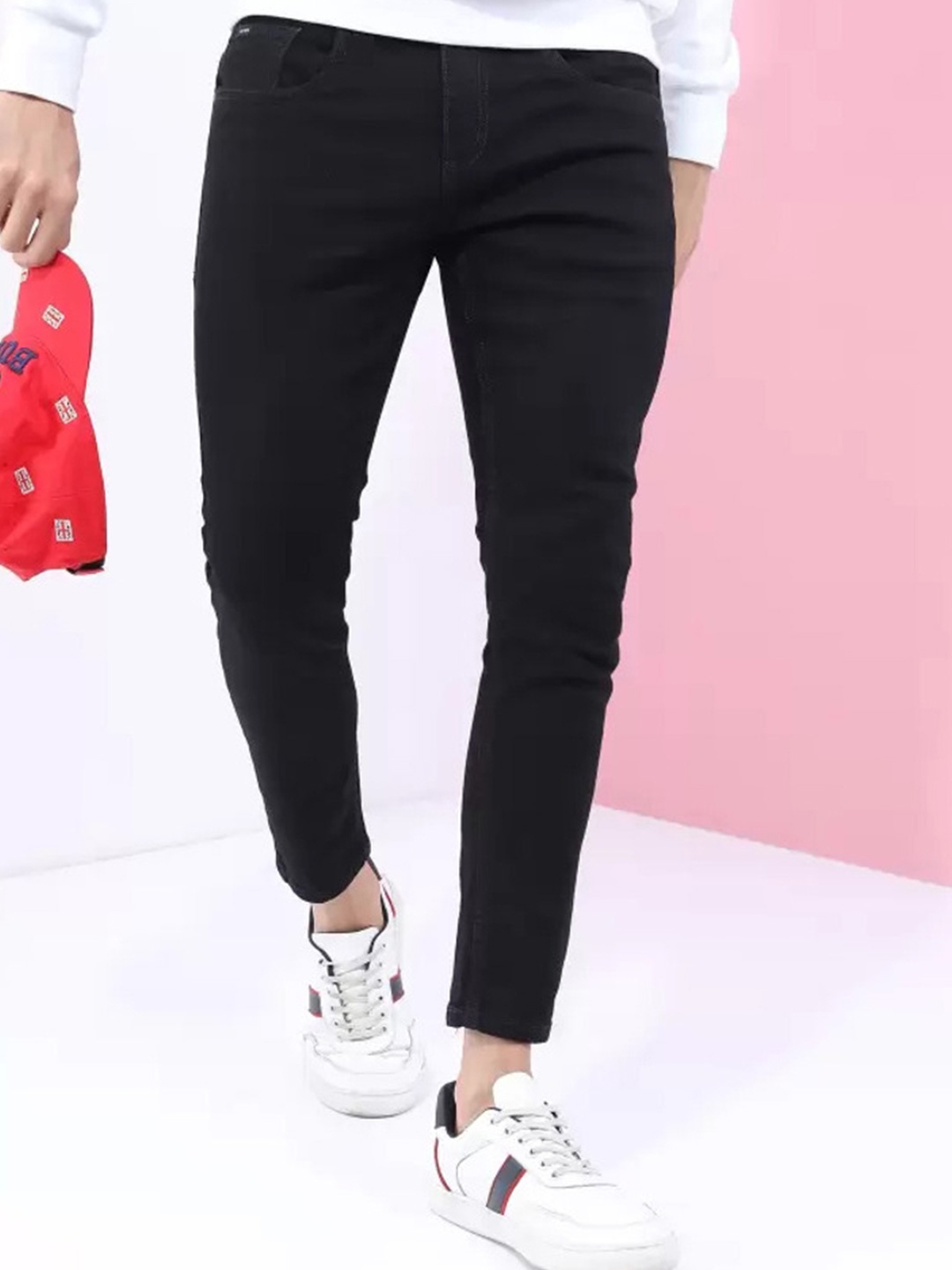 

COMFITS Men Classic Slim Fit Mid-Rise Stretchable Jeans, Black
