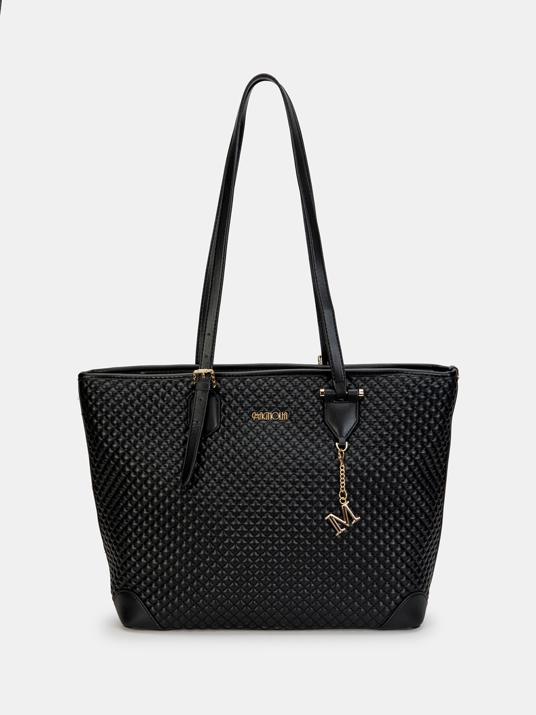 

MAGNOLIA Geometric Textured PU Handheld Bag With Quilted, Black
