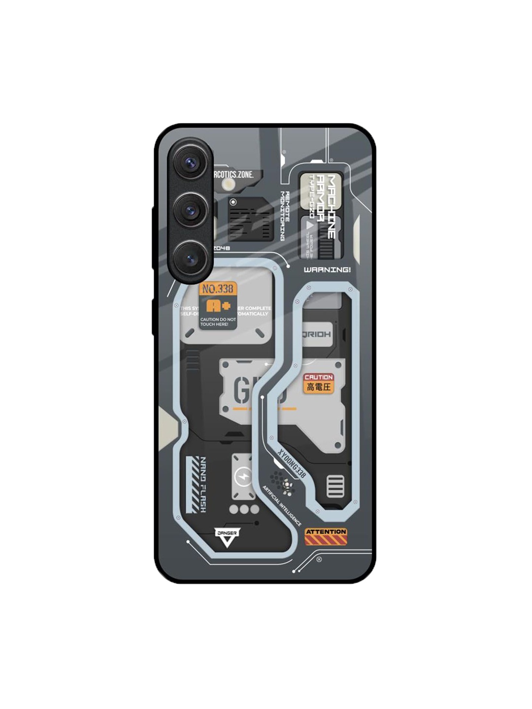 

QRIOH Retro Futuristic Samsung Galaxy S25 5G Impact Resistant Back Case, Grey