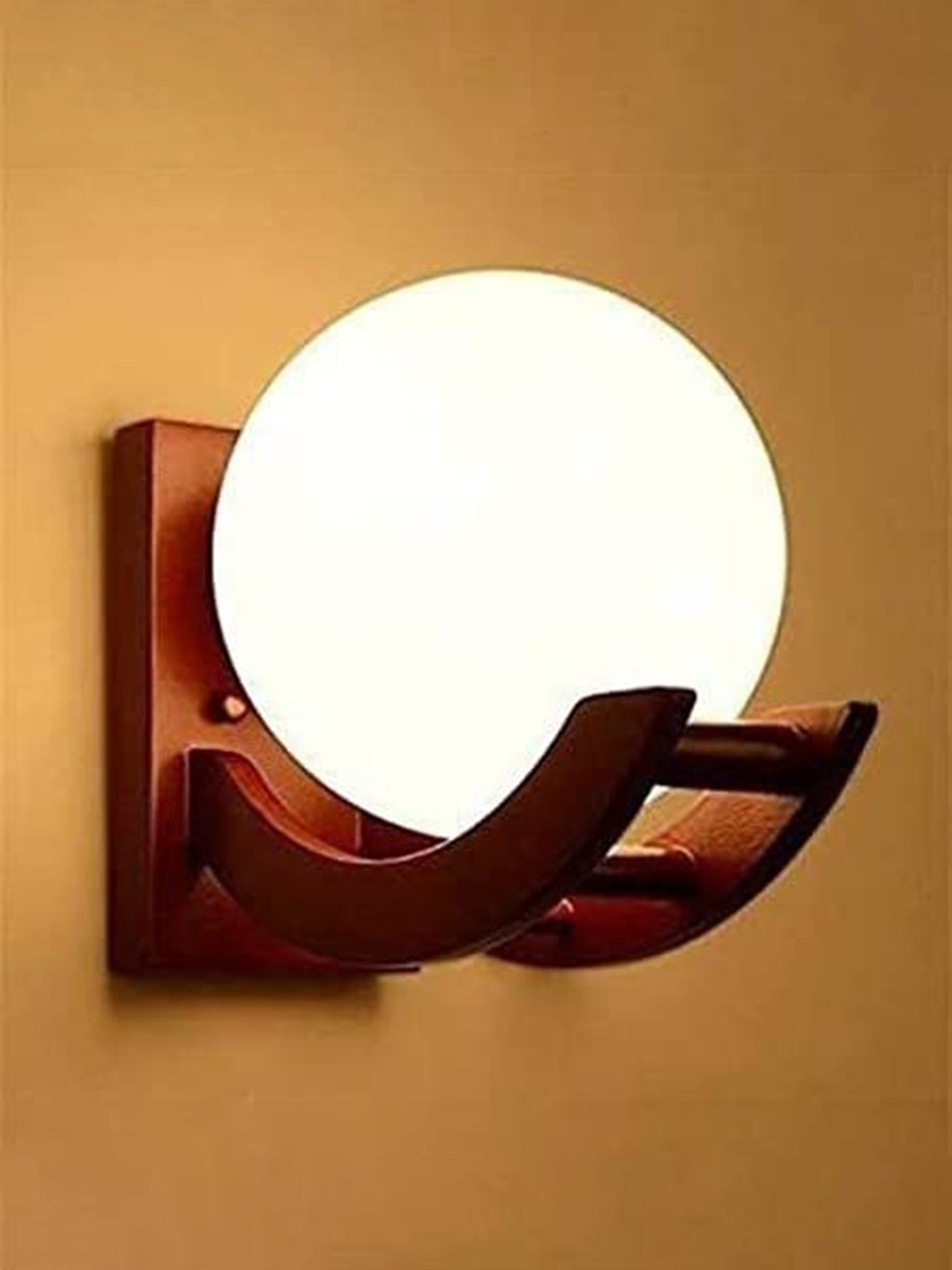 

KINIS Brown & White Quirky Spherical Shaped Wooden Wall Lamp