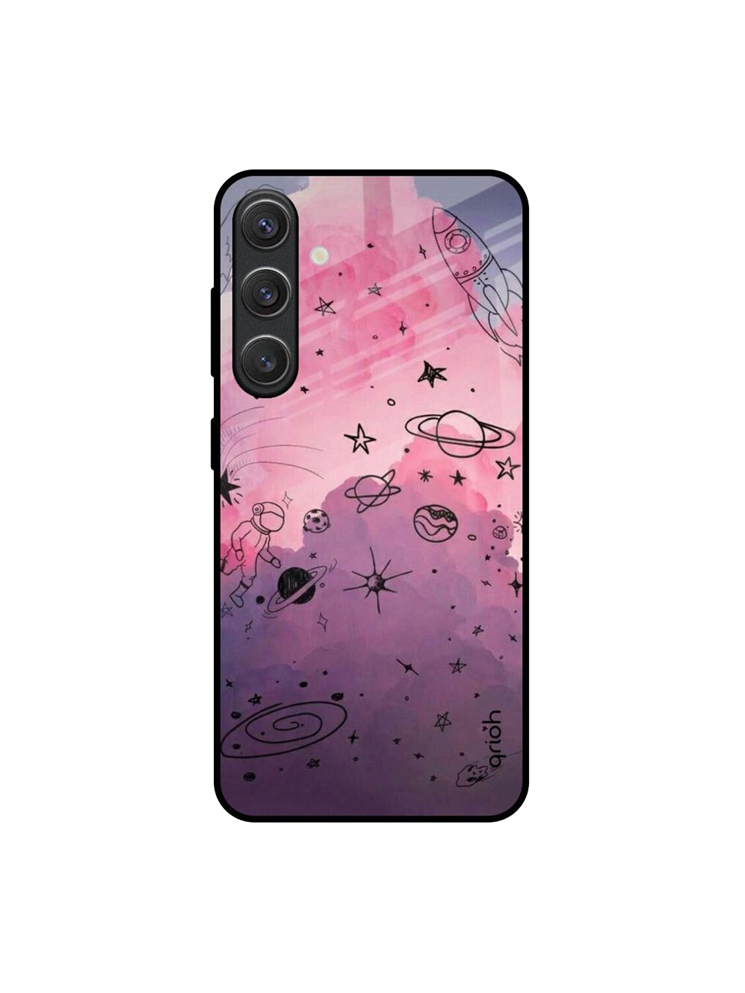

QRIOH Space Doodles Samsung Galaxy S25 5G Impact Resistant Back Case, Purple