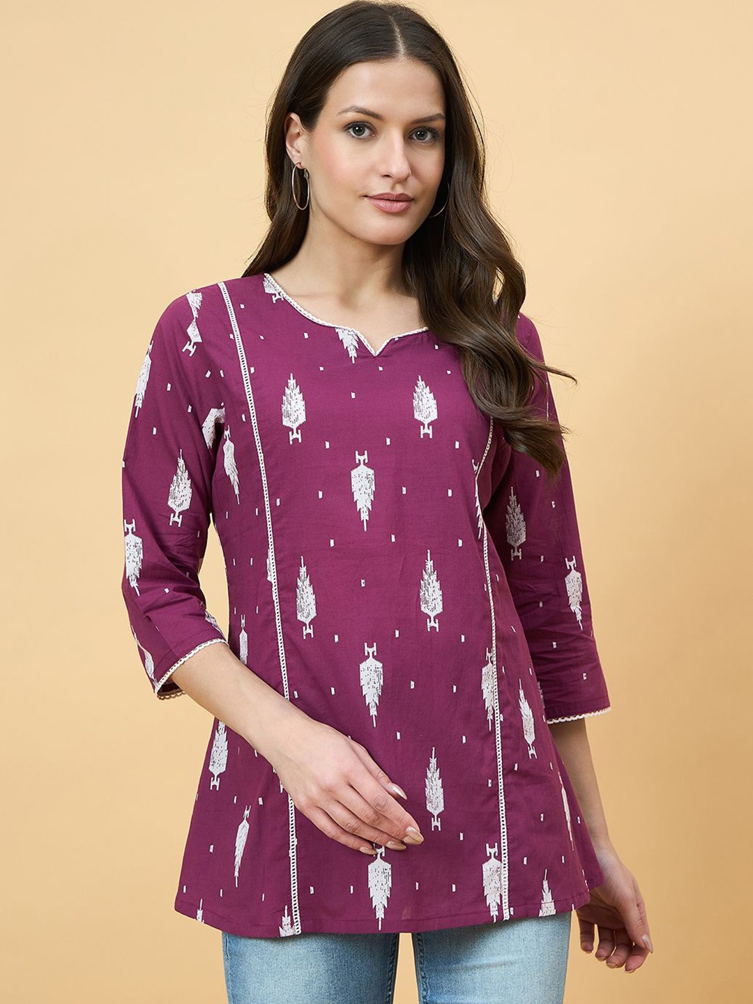 

Azira Women Printed Cotton Tunic, Purple