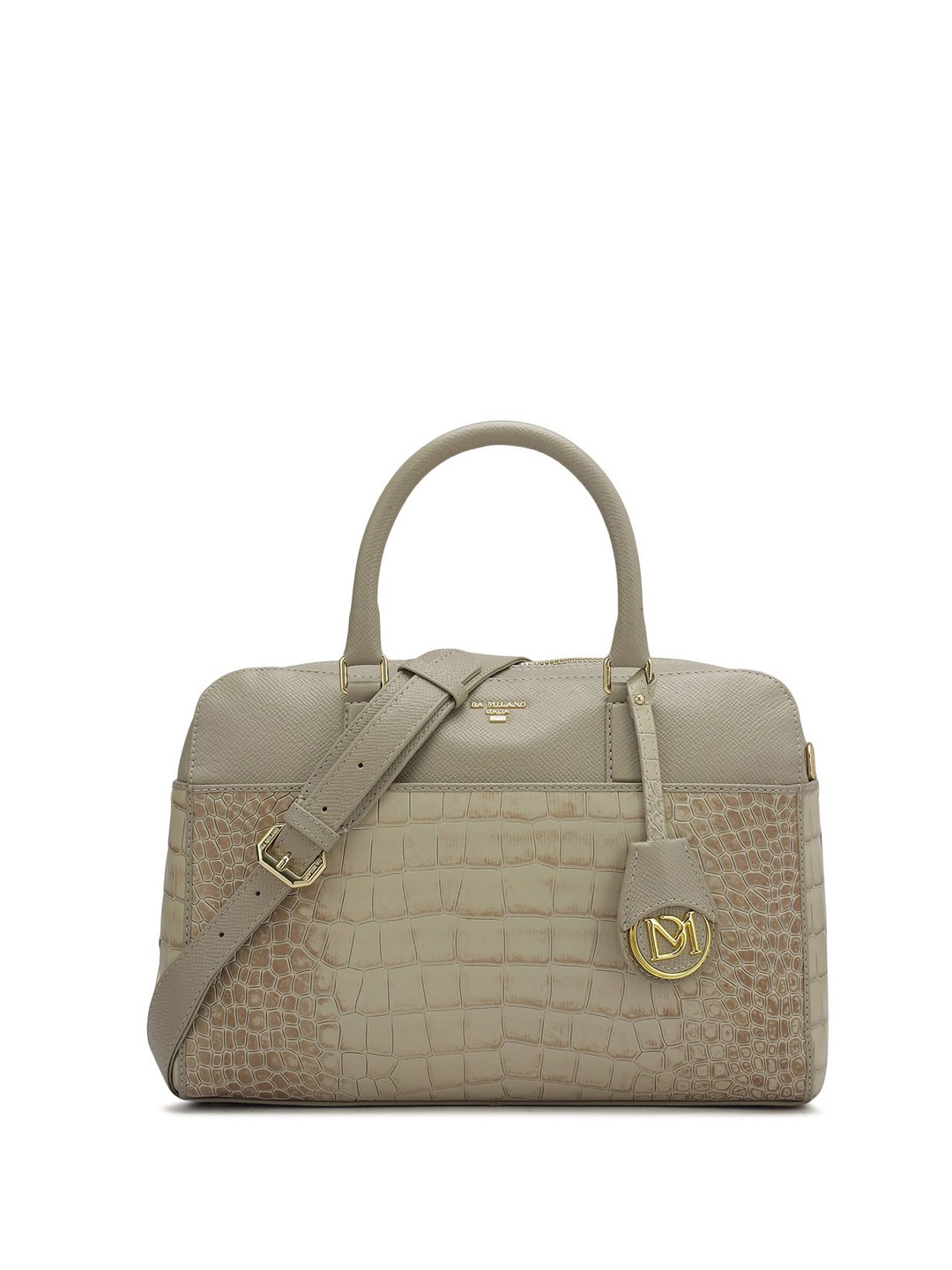 

Da Milano Animal Leather Bowling Satchel, White