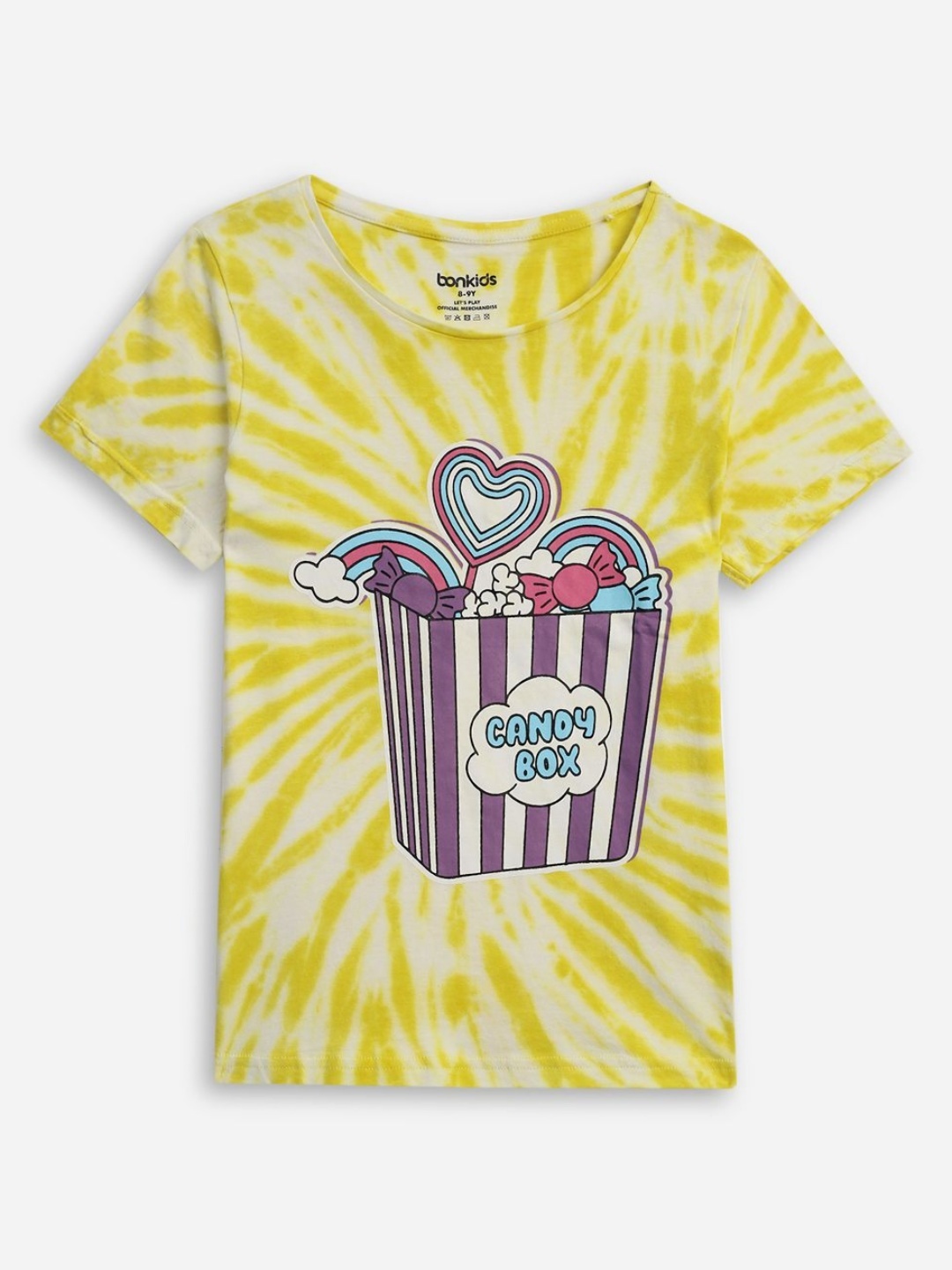 

BONKIDS Girls Graphic Printed Round Neck Cotton T-shirt, Yellow