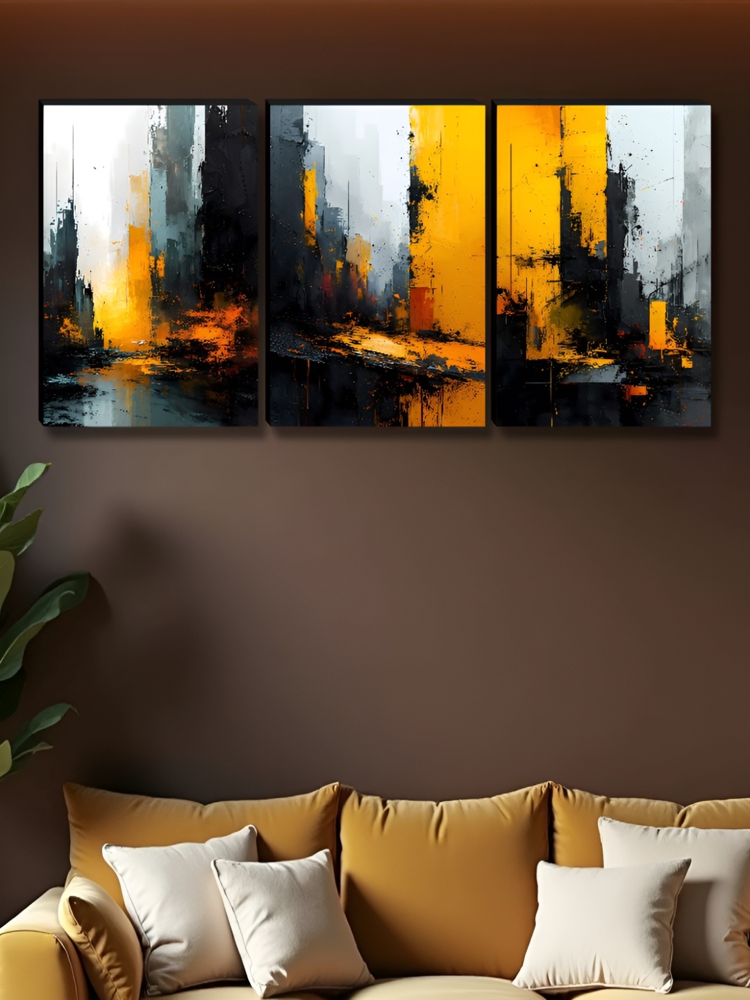 

Myntra Elegant Homes Yellow & White 3 Pieces Abstract Wall Art