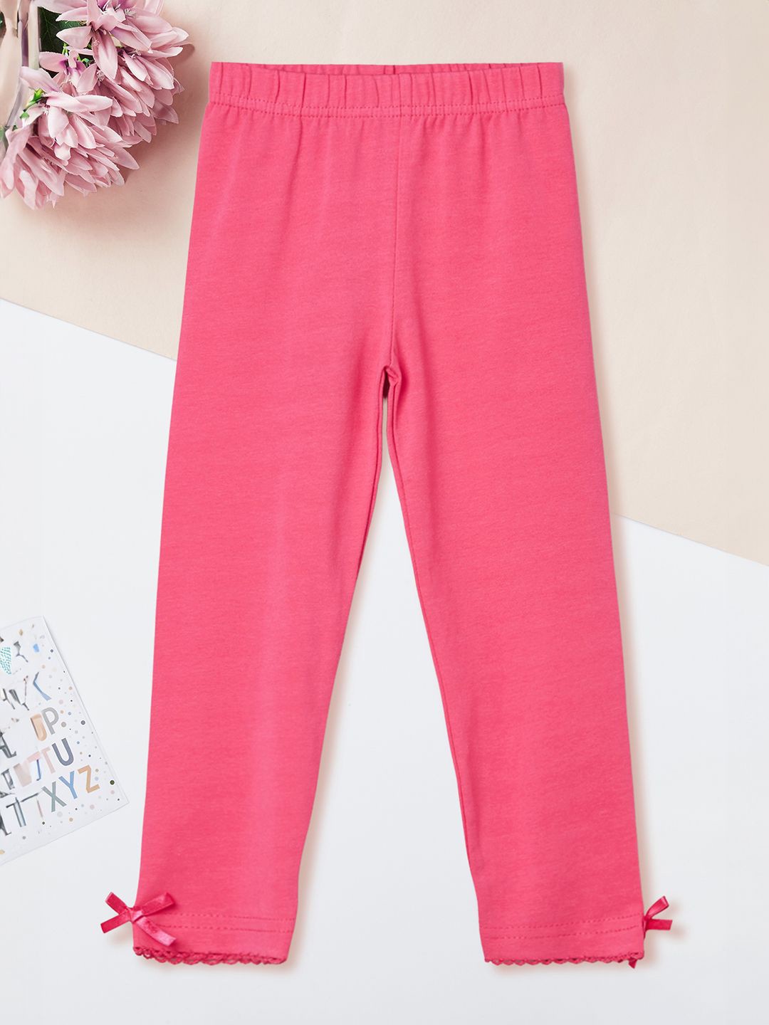 

max Girls Slim Fit Mid-Rise Ankle-Length Leggings, Pink