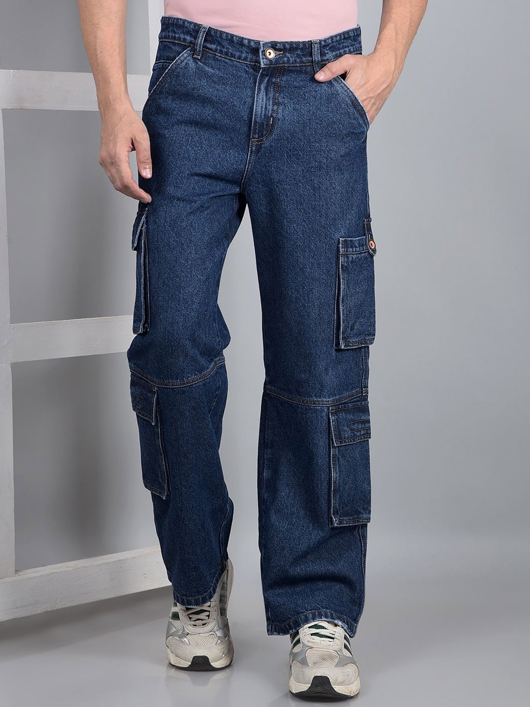 

Crimsoune Club Men Cotton Baggy Jeans, Navy blue