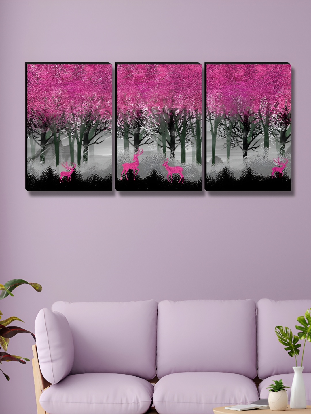 

Myntra Elegant Homes Pink & Grey 3 Pieces Tree Printed Wall Arts