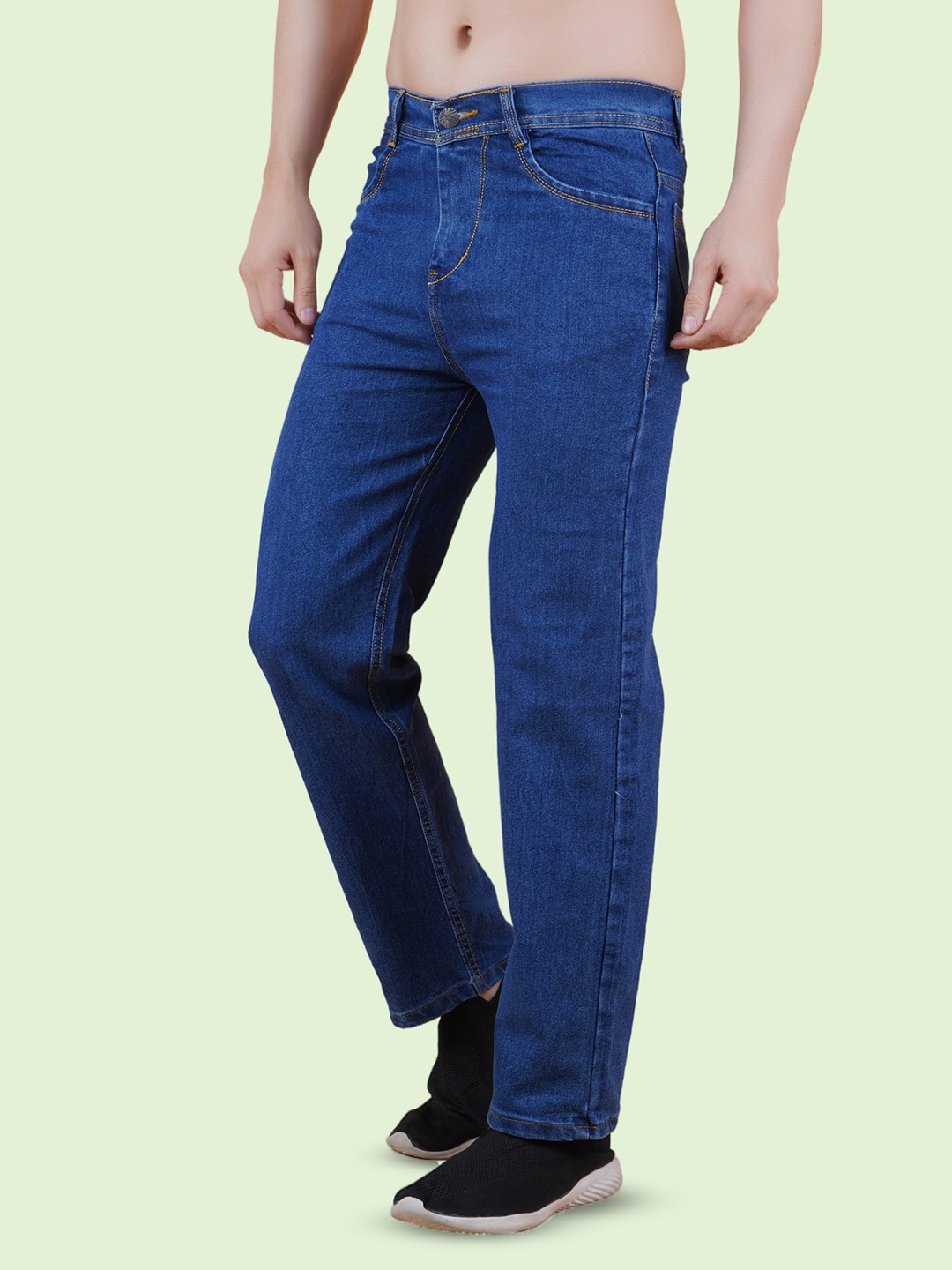 

COMFITS Men Classic Regular Fit Mid-Rise Cotton Stretchable Jeans, Blue