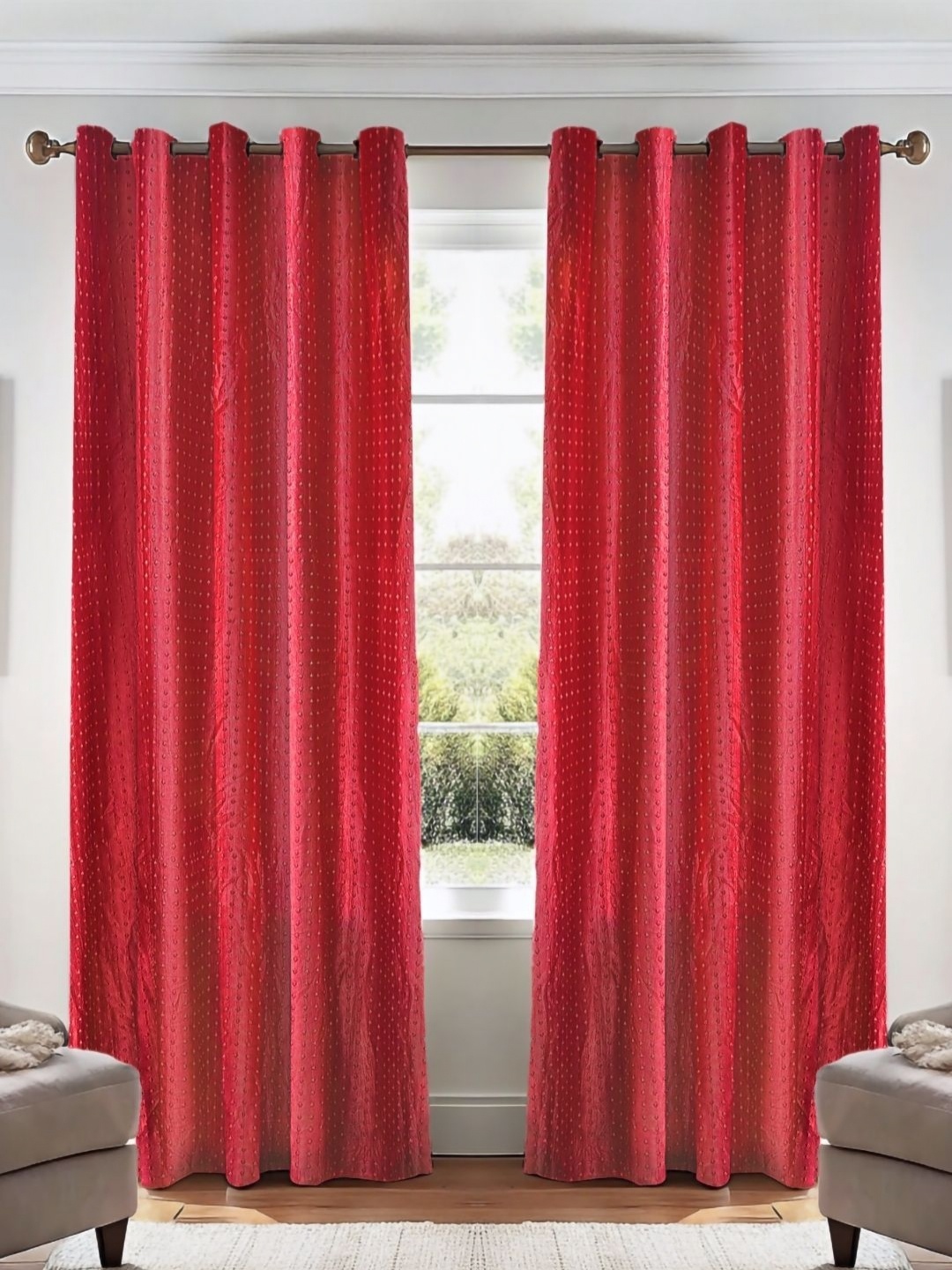

Kanodia Poly Fab Red 2 Pieces Room Darkening Door Curtain