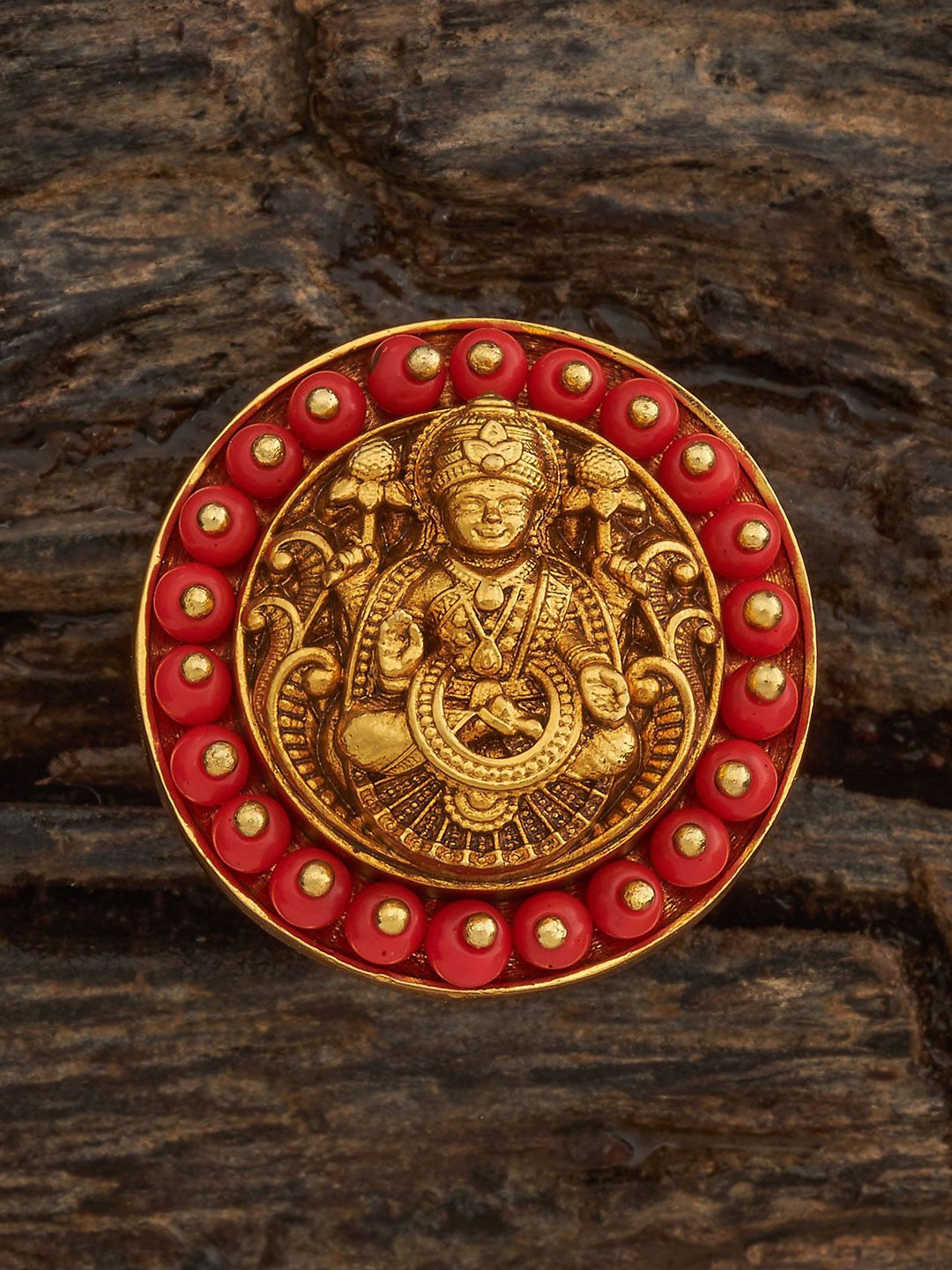 

Kushal's Fashion Jewellery Gold-Plated Artificial Beads Beaded Antique Finger Ring