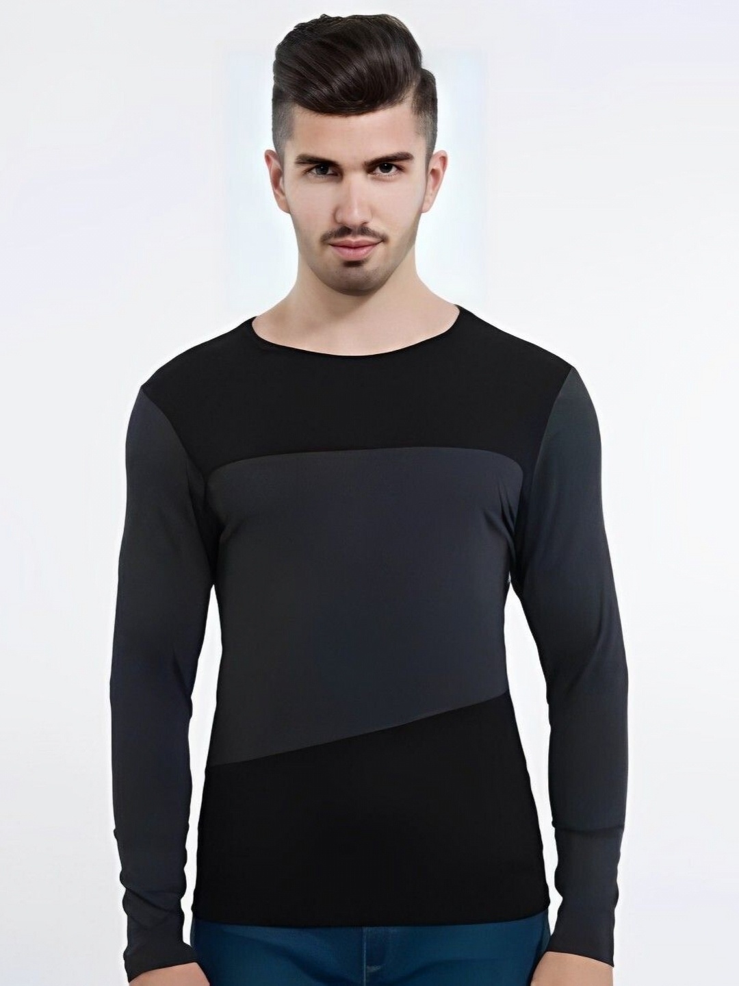 

Unicus Apparel Men Colourblocked Round Neck Cotton T-shirt, Black