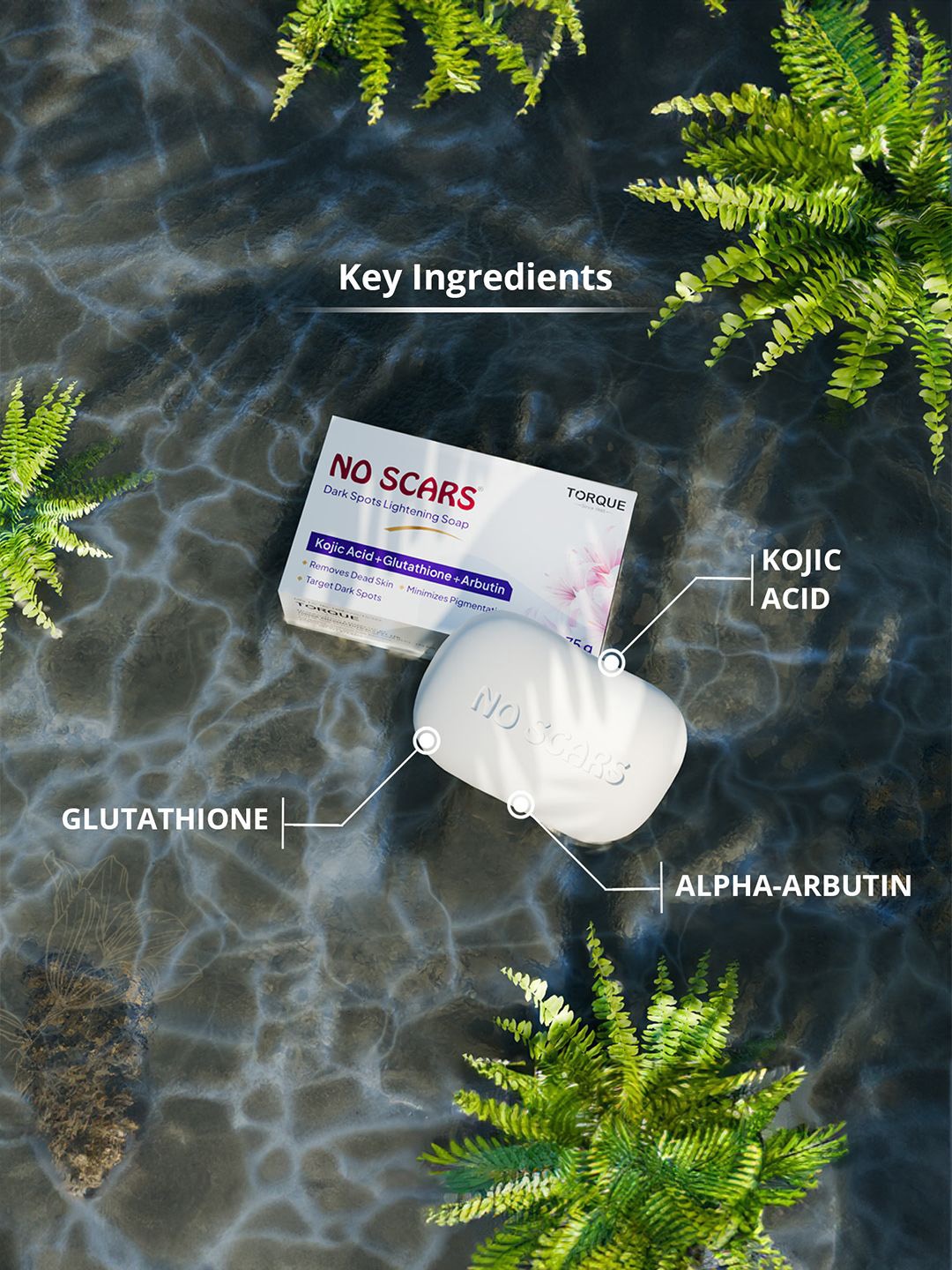 

NO SCARS Set Of 3 Kojic Acid & Glutathione Soap For Skin Brightening - 75 g Each, White