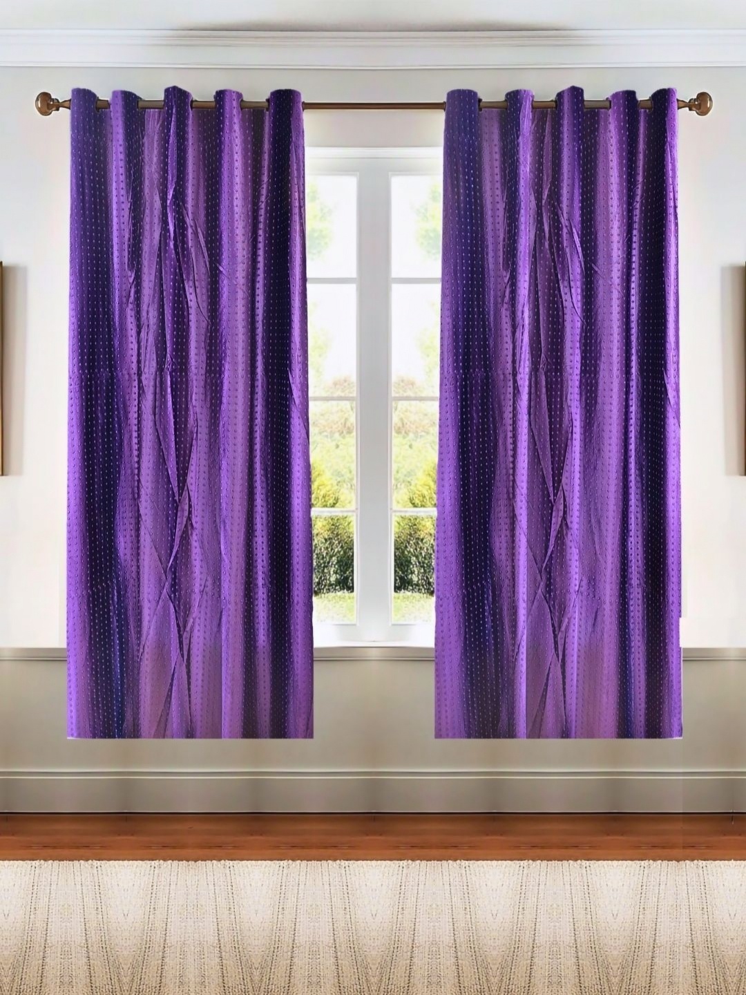 

Kanodia Poly Fab Purple 2 Pieces Room Darkening Window Curtain