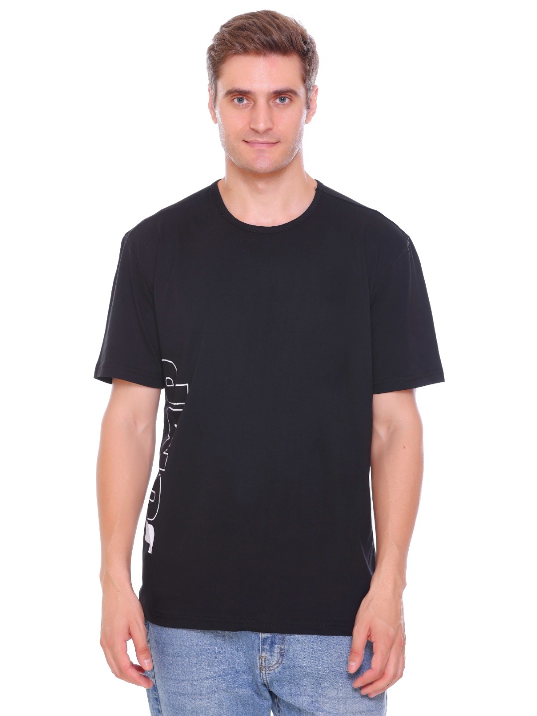 

Colors and Blends Typographic Round Neck Cotton T-shirt, Black