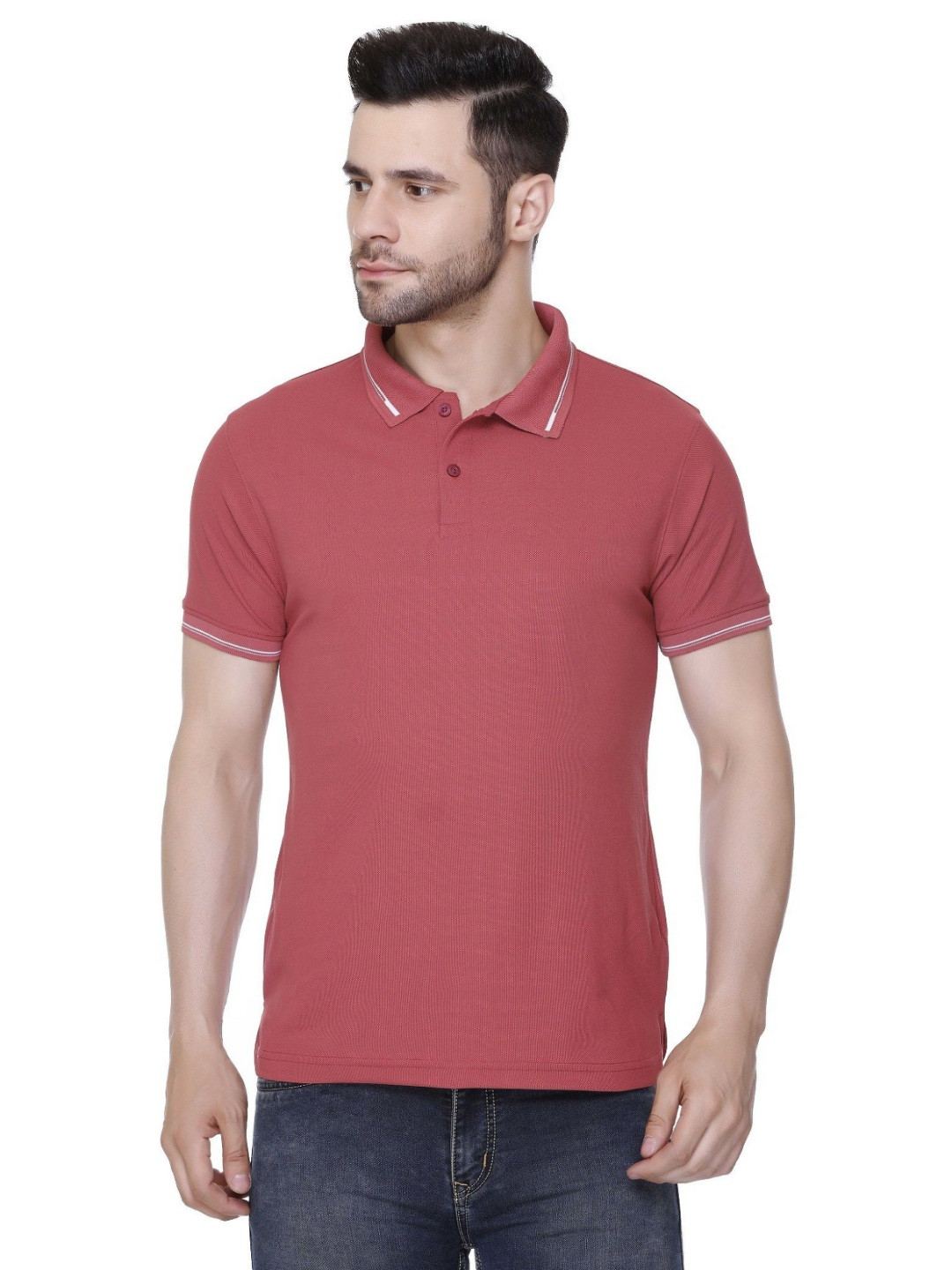 

Colors and Blends Polo Collar Cotton T-shirt, Pink