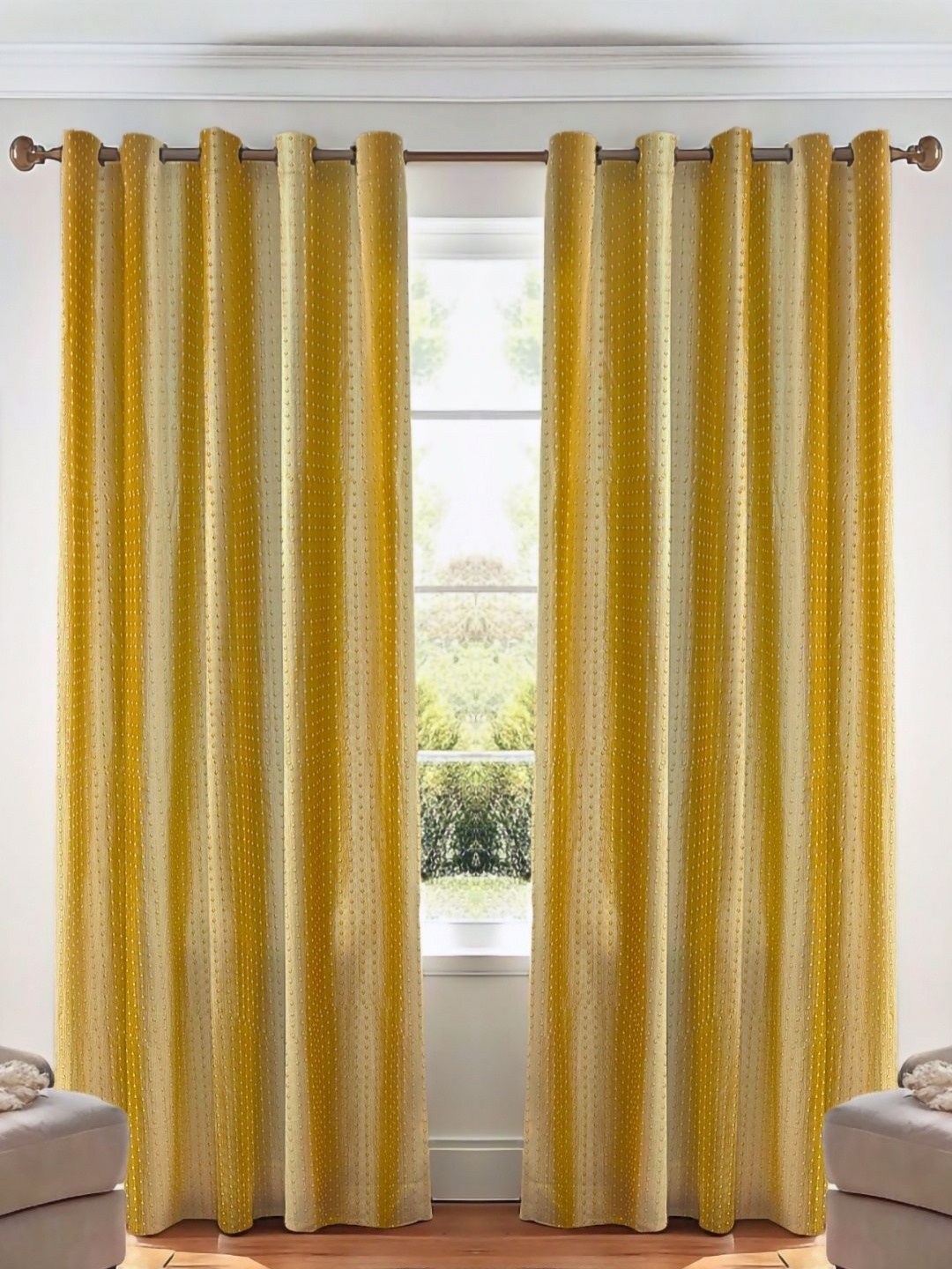 

Kanodia Poly Fab Gold-Toned 2 Pieces Room Darkening Door Curtain