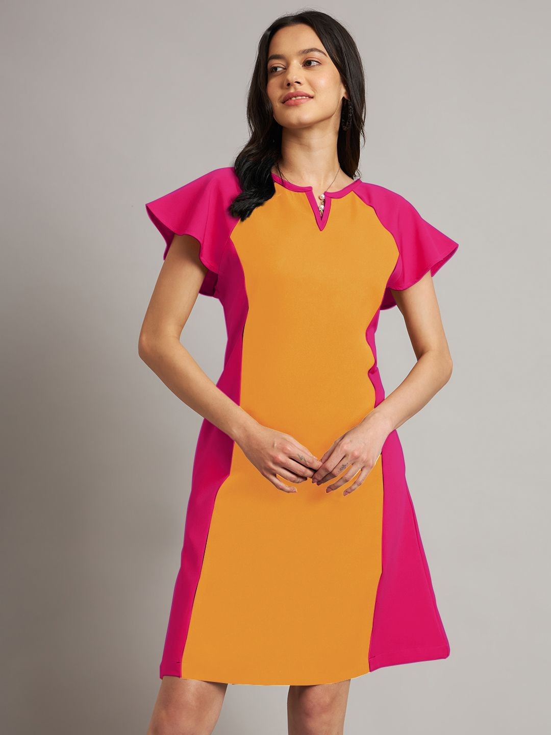

BRINNS Women Colourblocked A-Line Dress, Pink