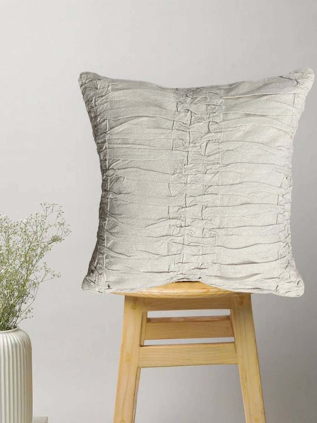 

SAJAVAT Beige Self Design Cotton Square Cushion Cover