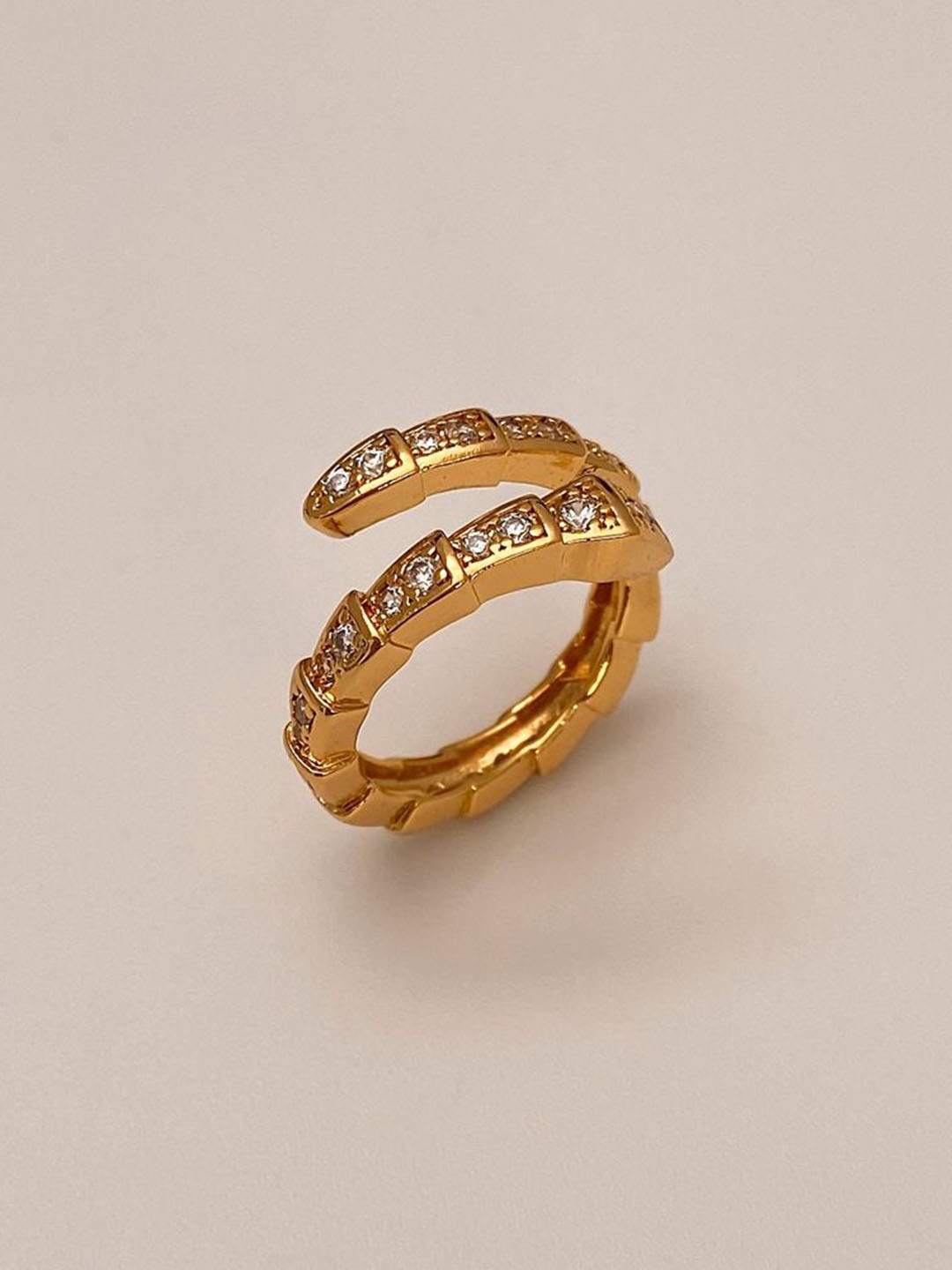 

Just Lil Things Stone Studded Snake Band Finger Ring, Gold