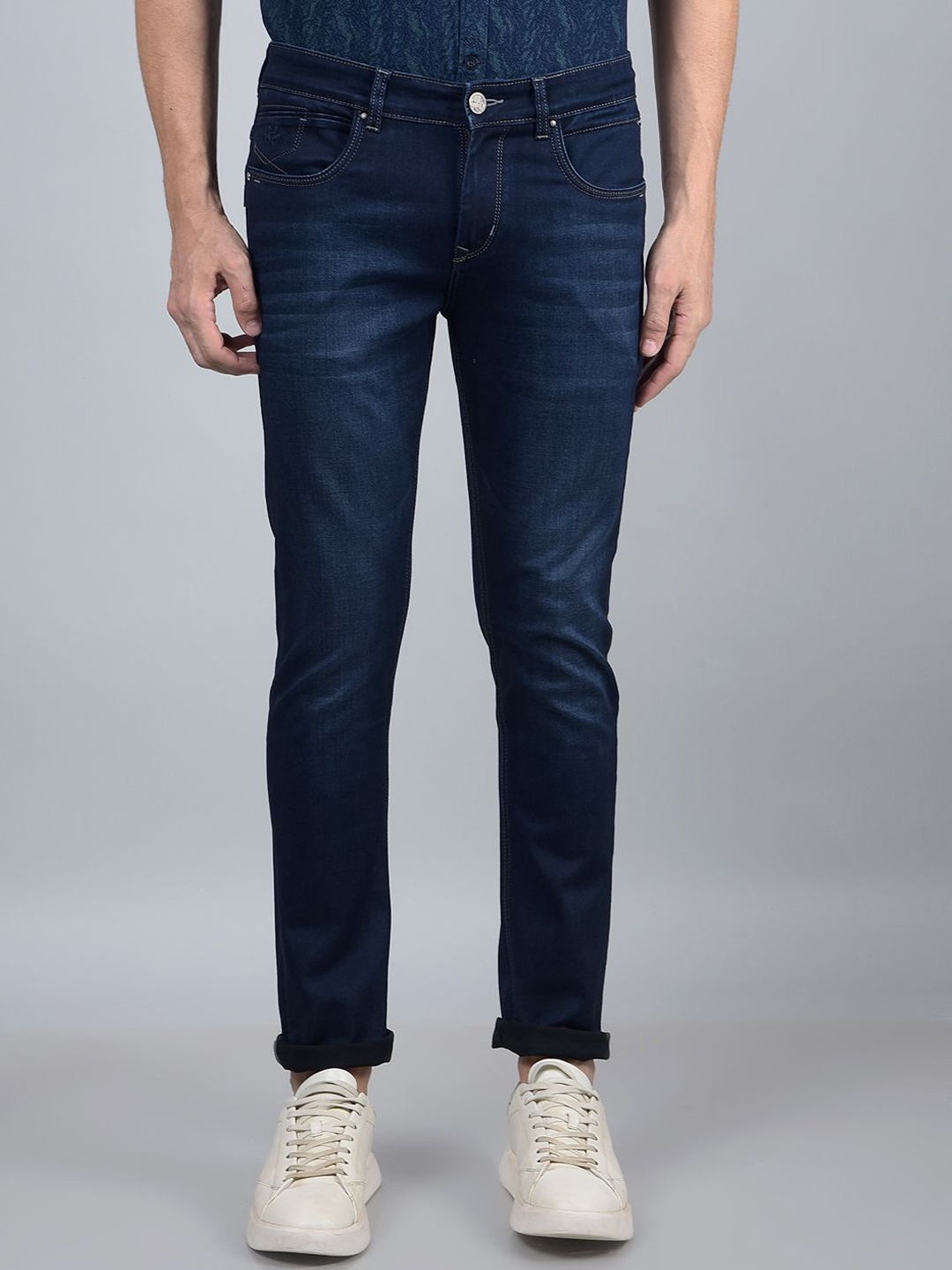 

Crimsoune Club Men Slim Fit Mid Rise Clean Look Stretchable Jeans, Blue