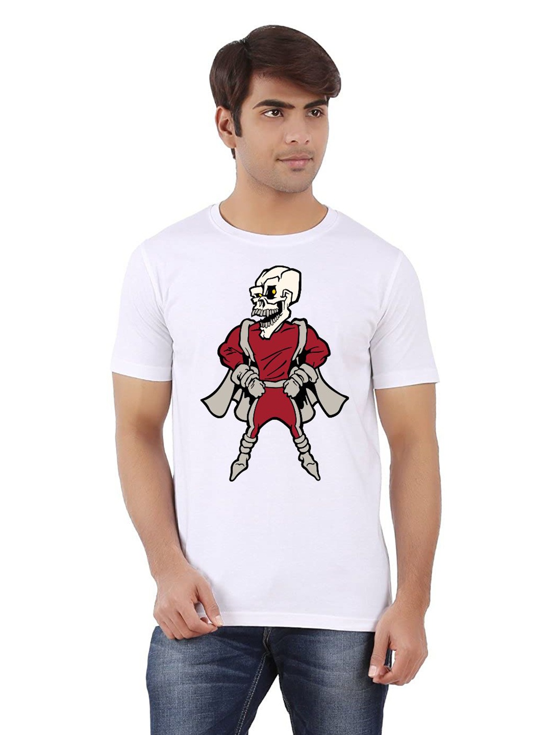 

Unicus Apparel Men Graphic Printed Round Neck T-shirt, White