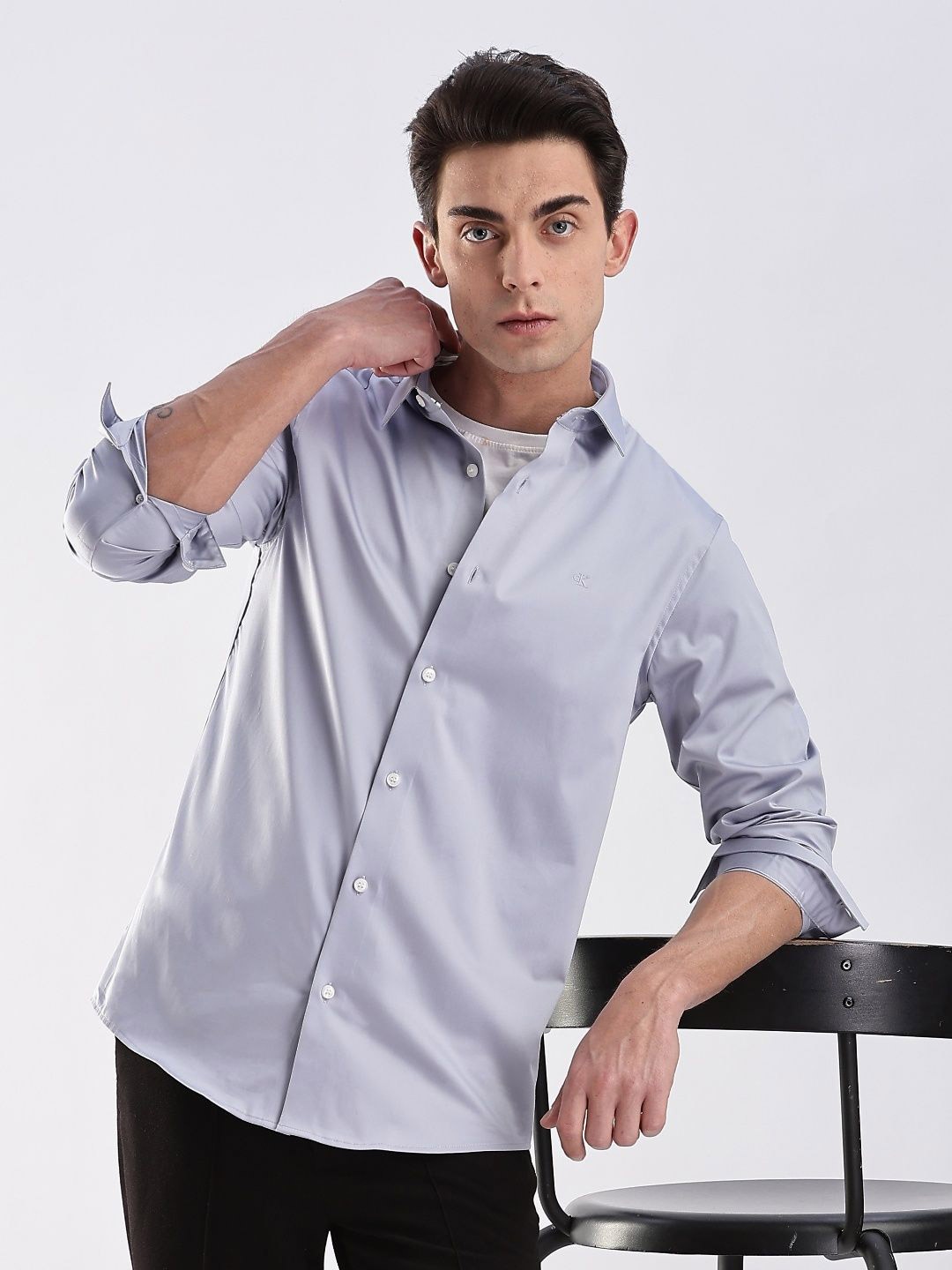

Calvin Klein Jeans Cotton Slim Fit Opaque Casual Shirt, Blue