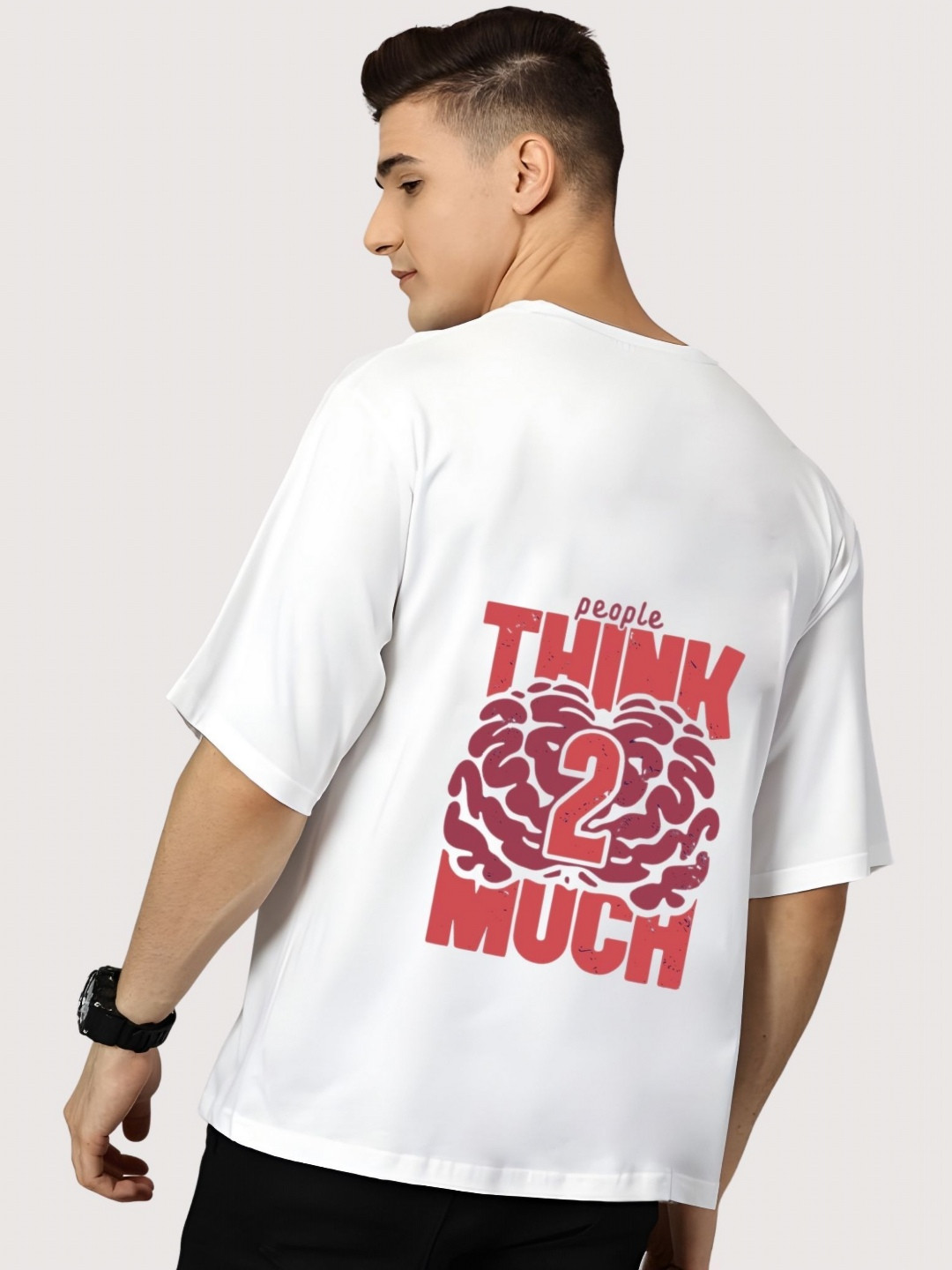 

SZN Men Graphic Printed Round Neck Cotton Oversized T-shirt, White