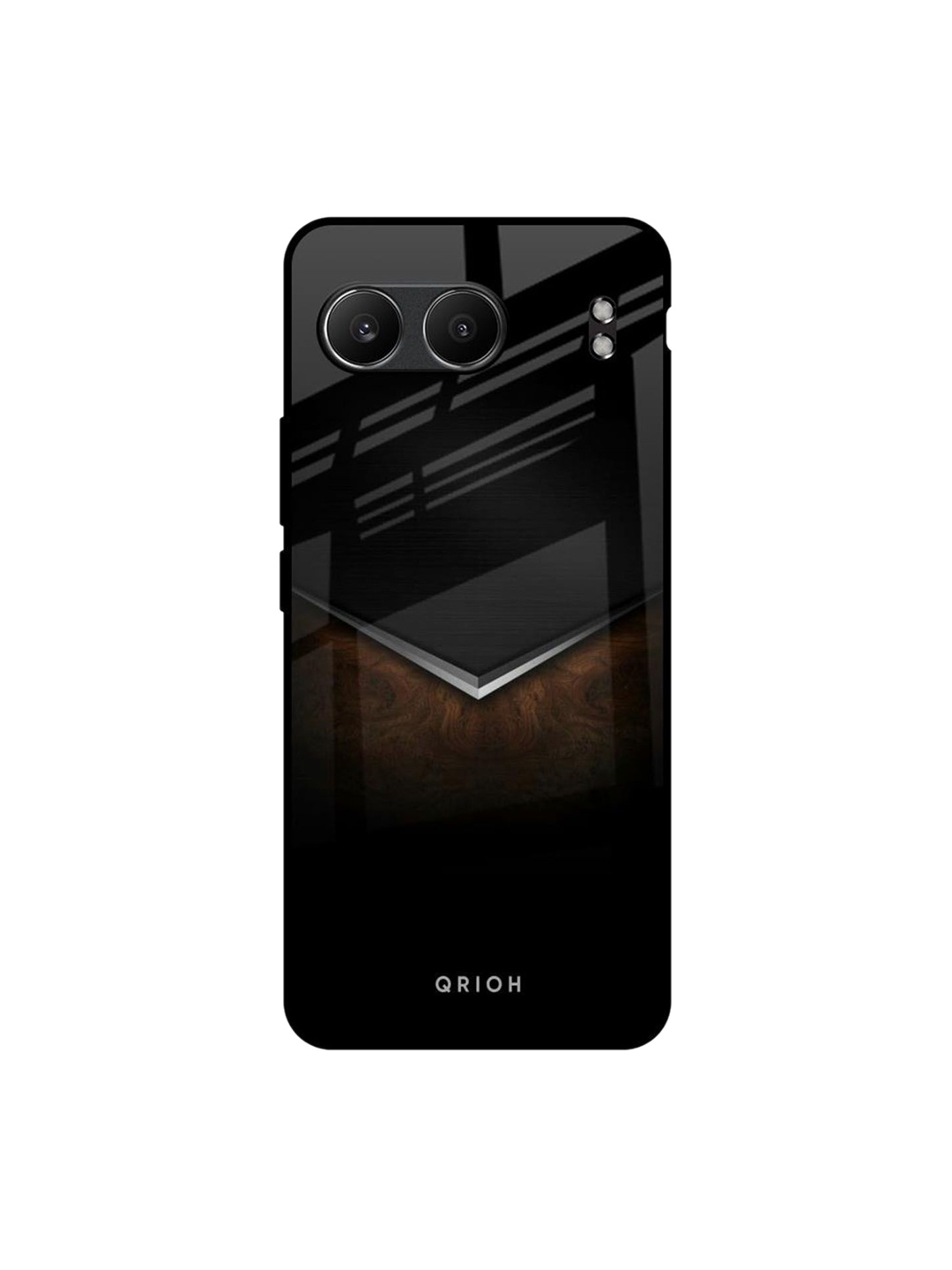 

QRIOH Dark Walnut Real OnePlus Nord 4 5G Impact Resistant Back Case, Black
