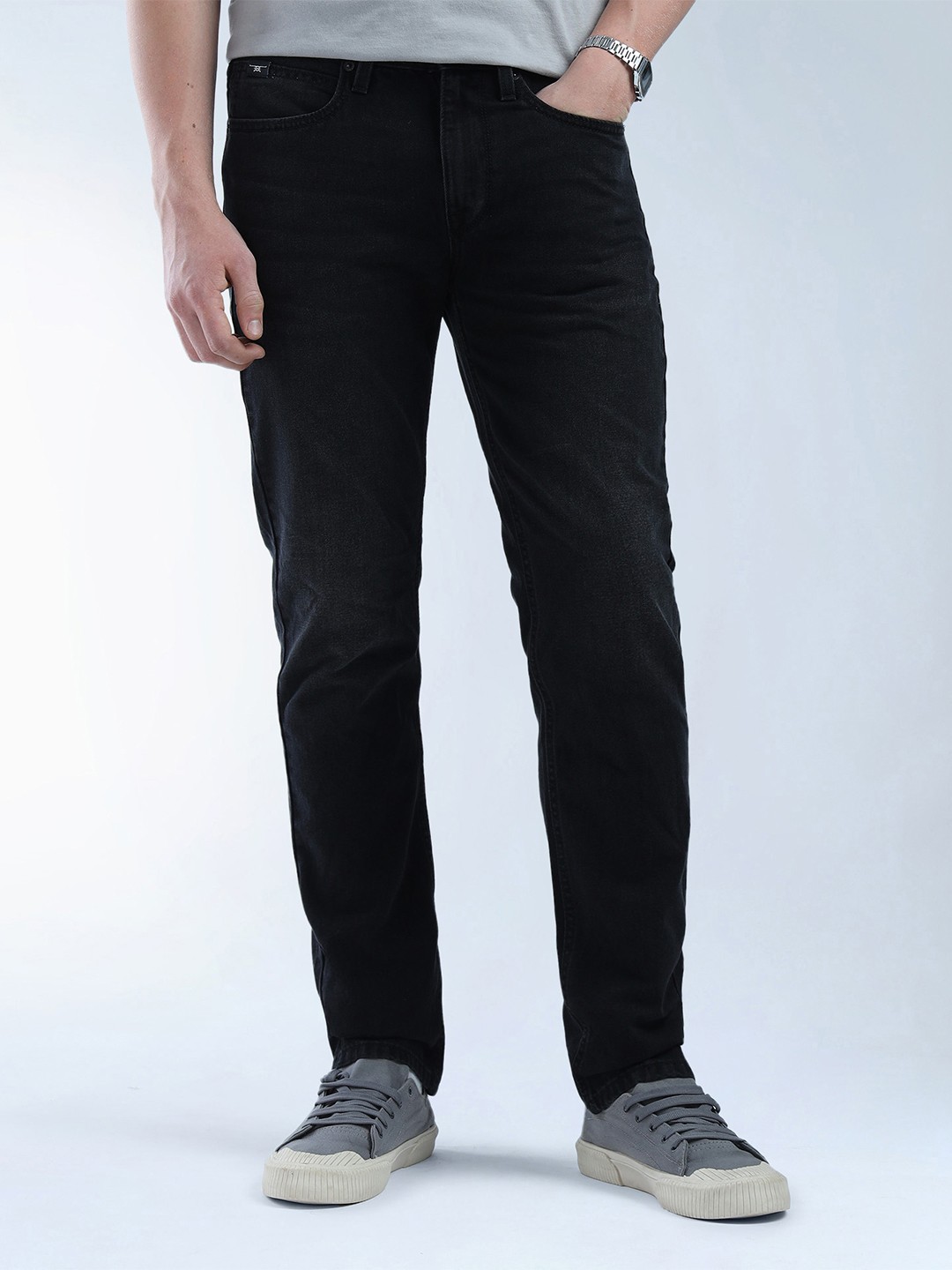 

Flying Machine Men Slim Fit Stretchable Pure Cotton Jeans, Black