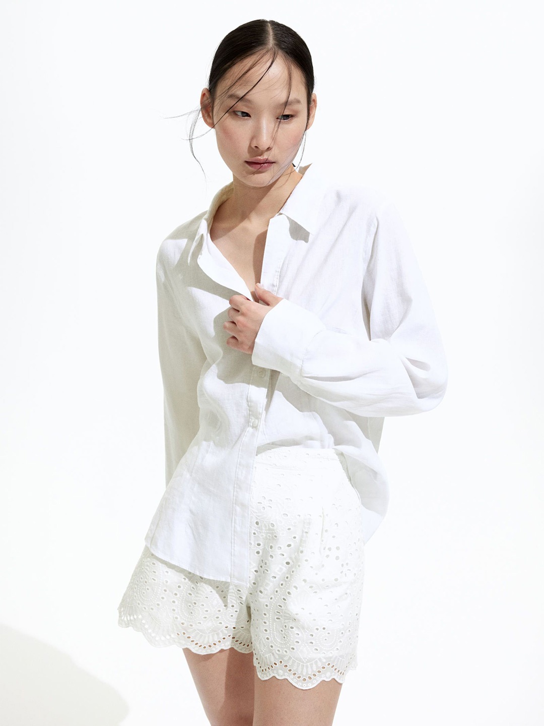 

H&M Linen-Blend Shirt, White