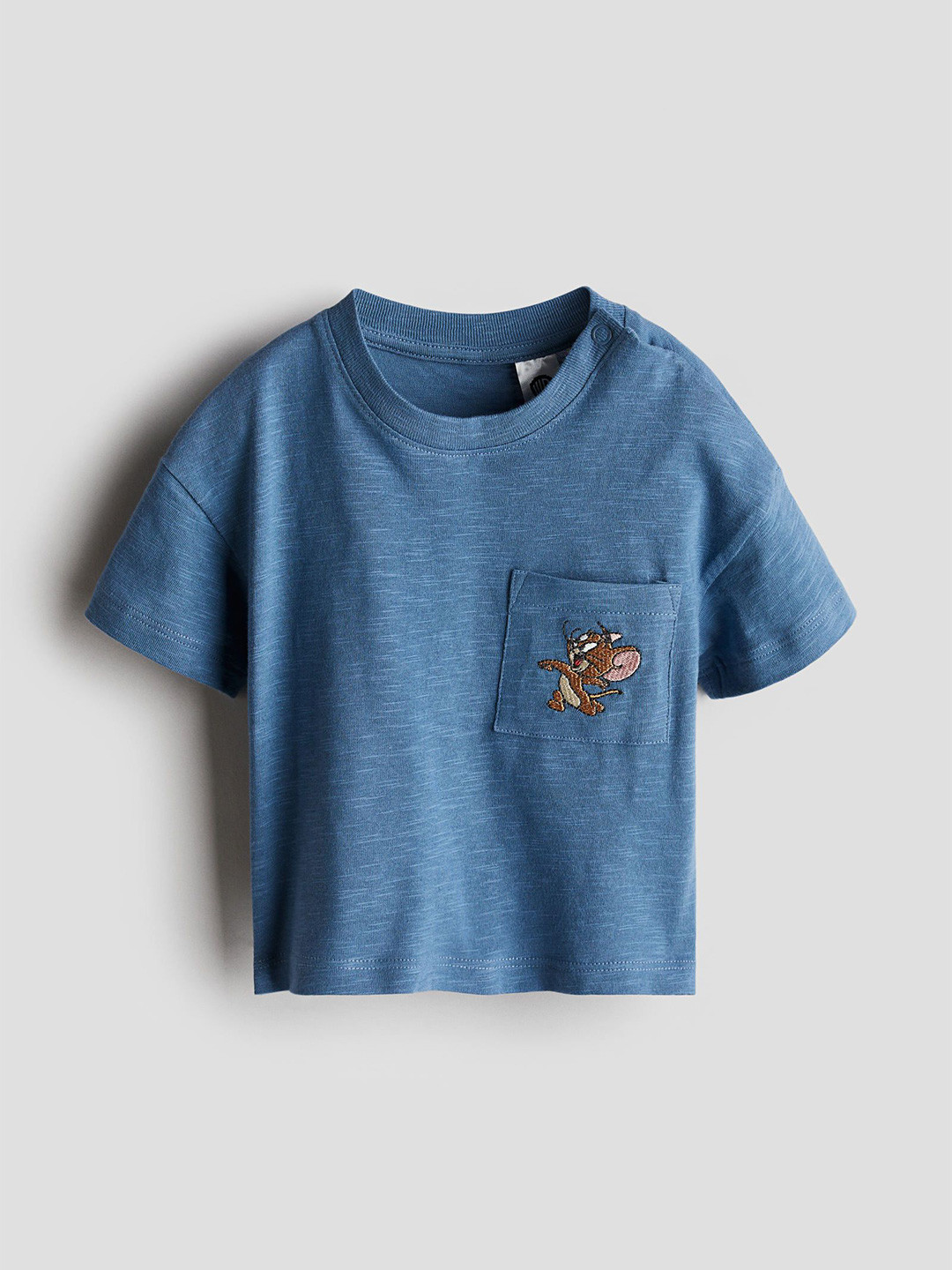 

H&M Patch-Pocket Cotton T-shirt, Blue