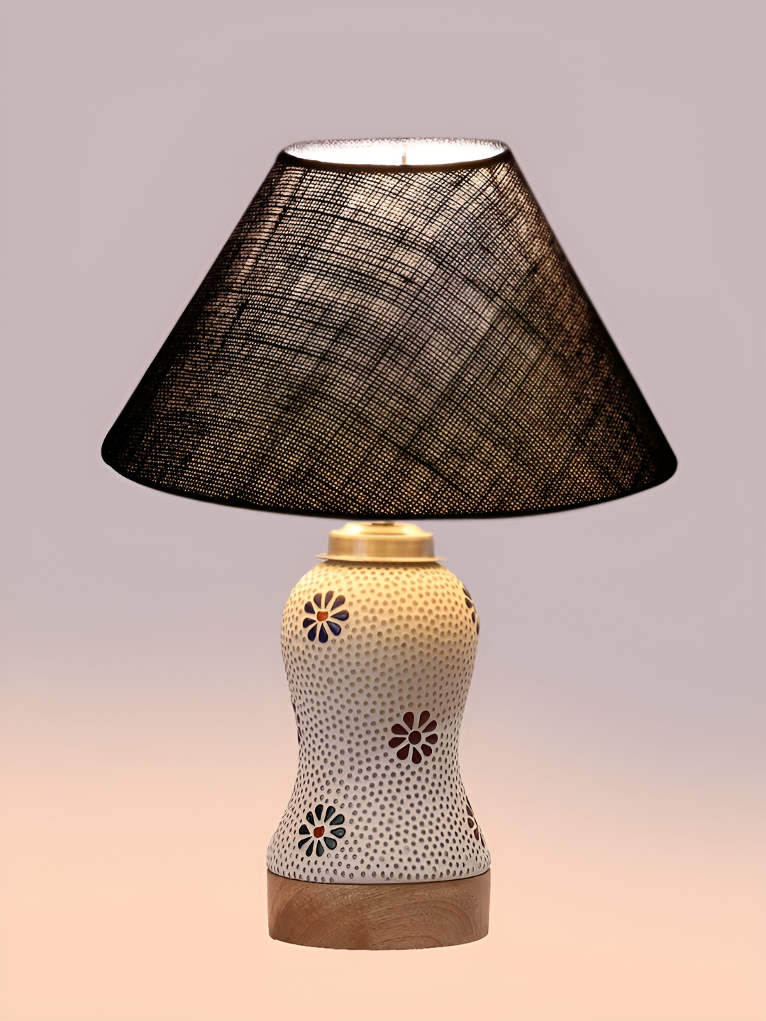 

Devansh Blue Frustum Shaped Wooden Table Lamp