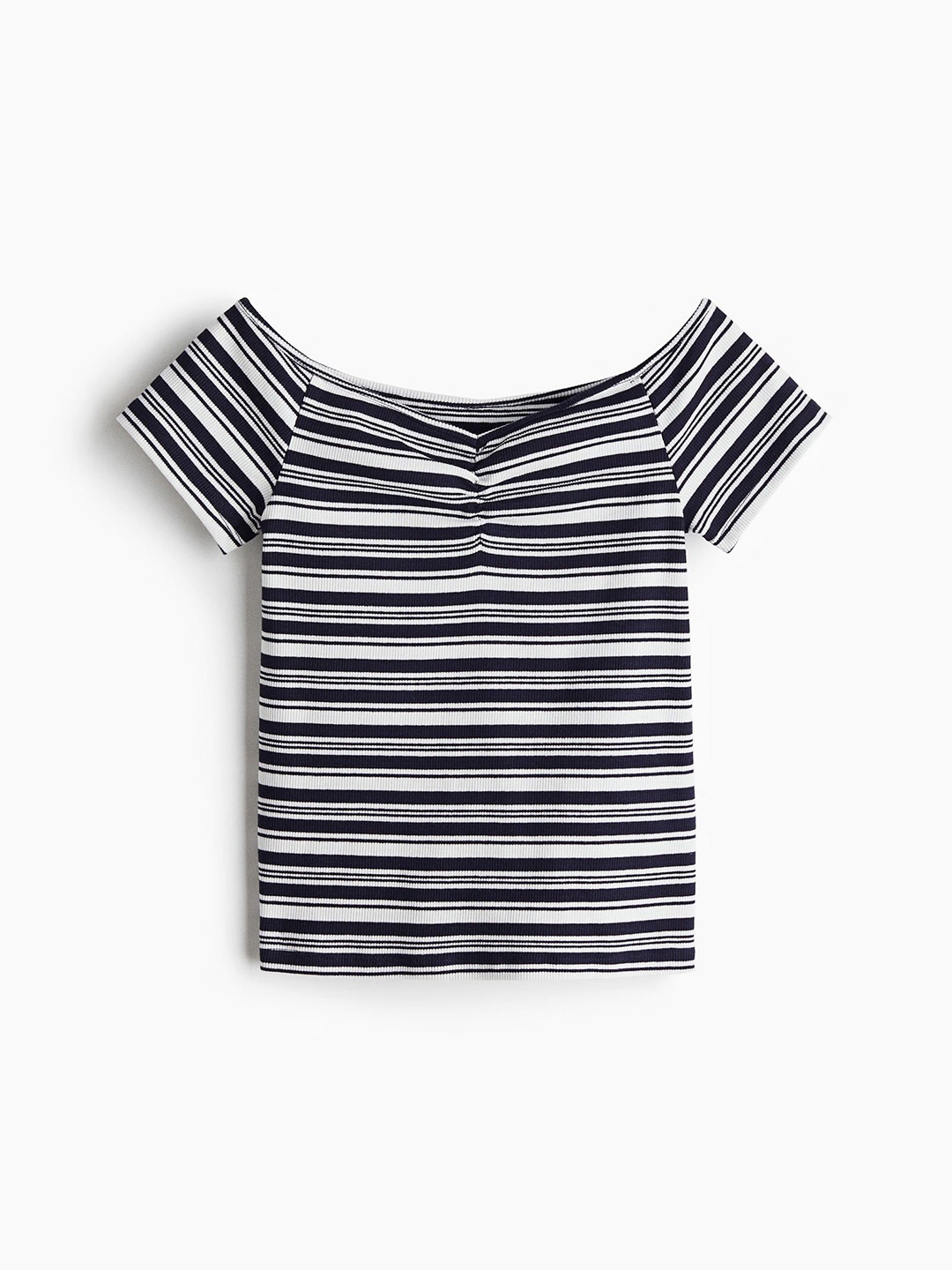

H&M Women Ribbed Boat-Neck Top, White