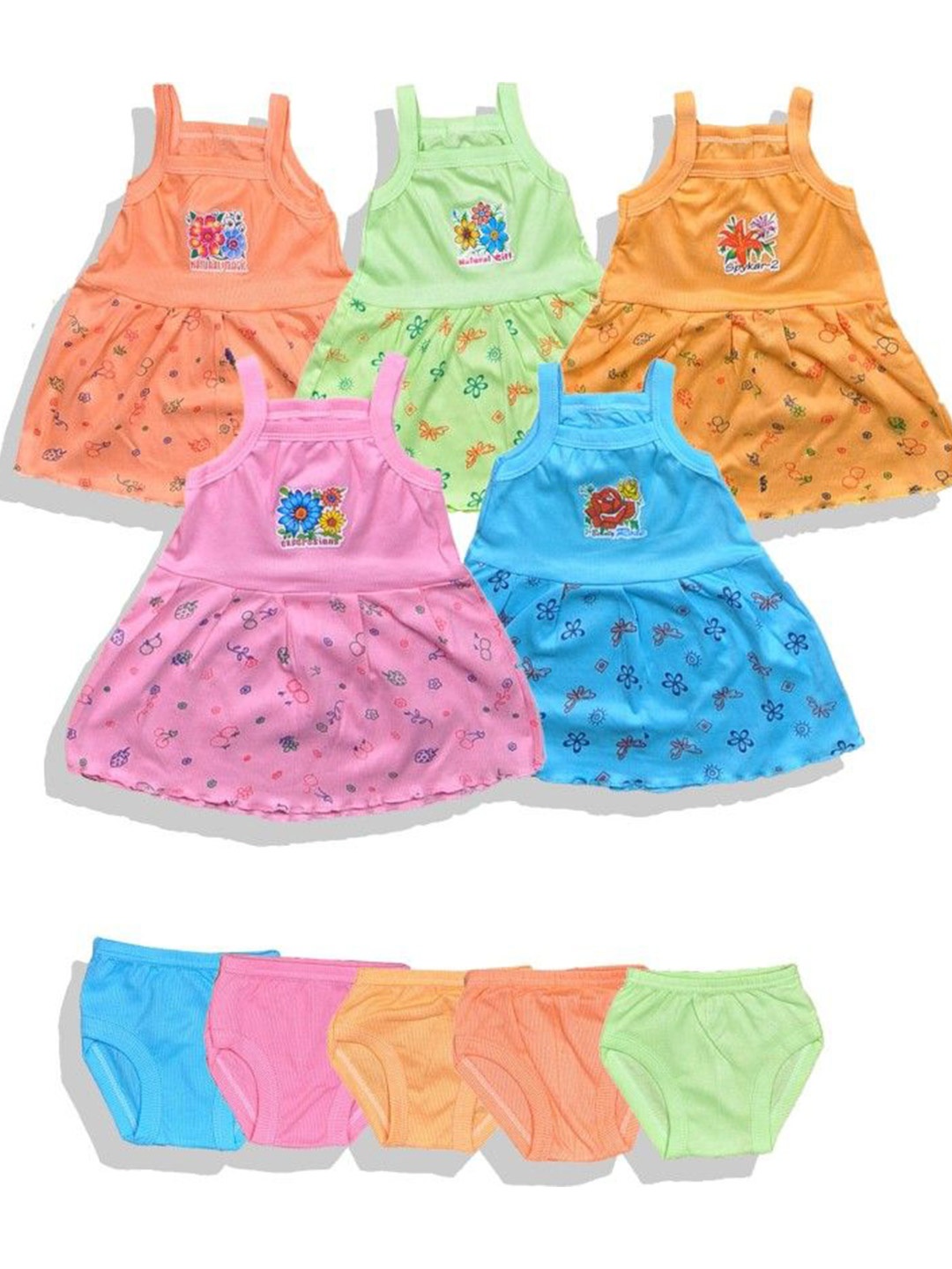 

HUXX Kids Pack Of 5 Printed Pure Cotton Top with Shorts, Green