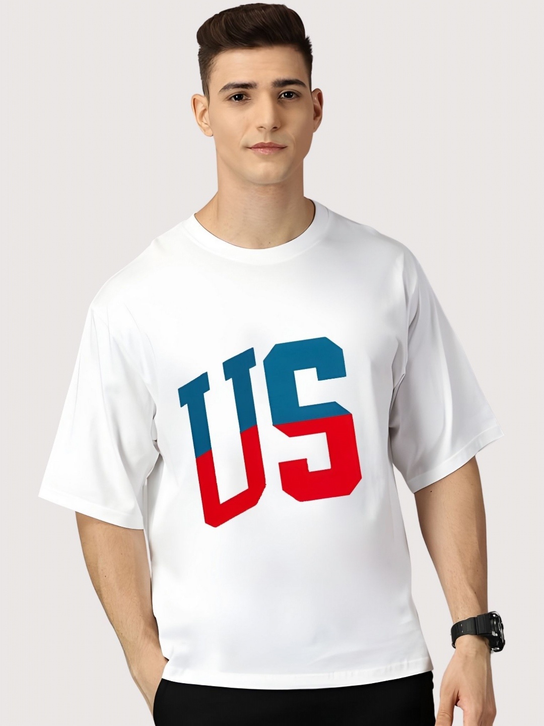 

SZN Men Graphic Printed Round Neck Cotton Oversized T-shirt, White