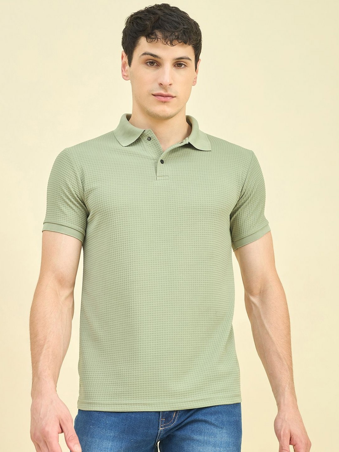 

CLAPTON Polo Collar T-shirt, Sea green