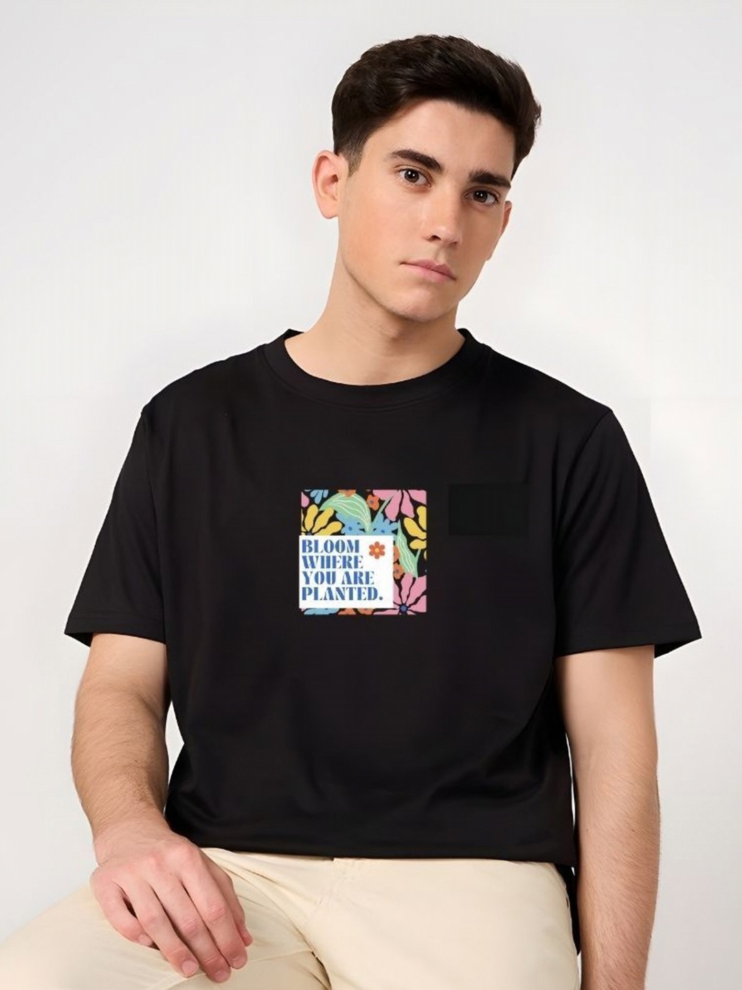 

SZN Men Graphic Printed Round Neck Cotton T-shirt, Black