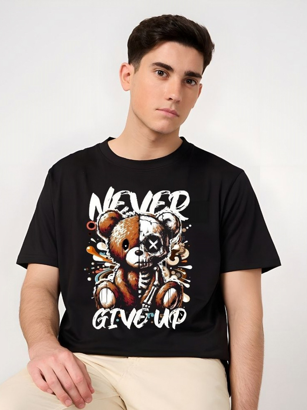

SZN Men Graphic Printed Round Neck Cotton T-shirt, Black