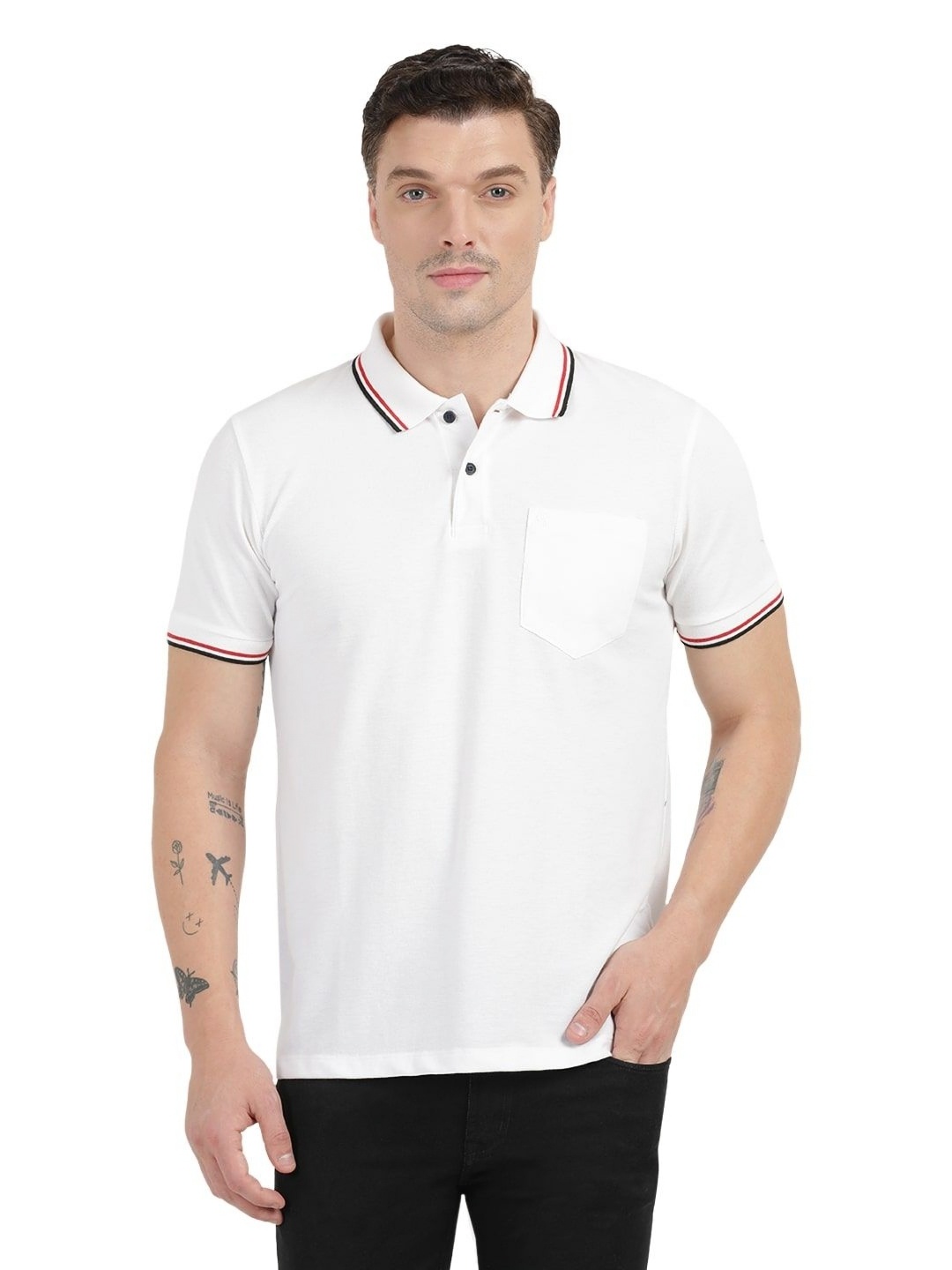

Clarke Gable Men Polo Collar Moisture Wicking Cotton Slim Fit T-shirt, White